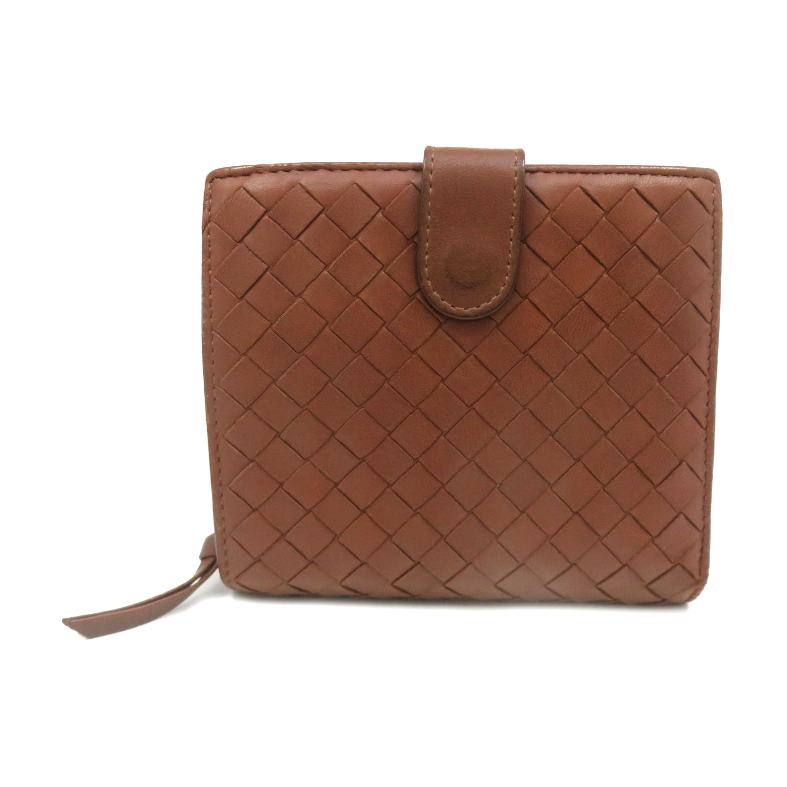 BOTTEGA VENETA [Sharp Discount] Textured Leather Small Wallet Short Wallet Brown