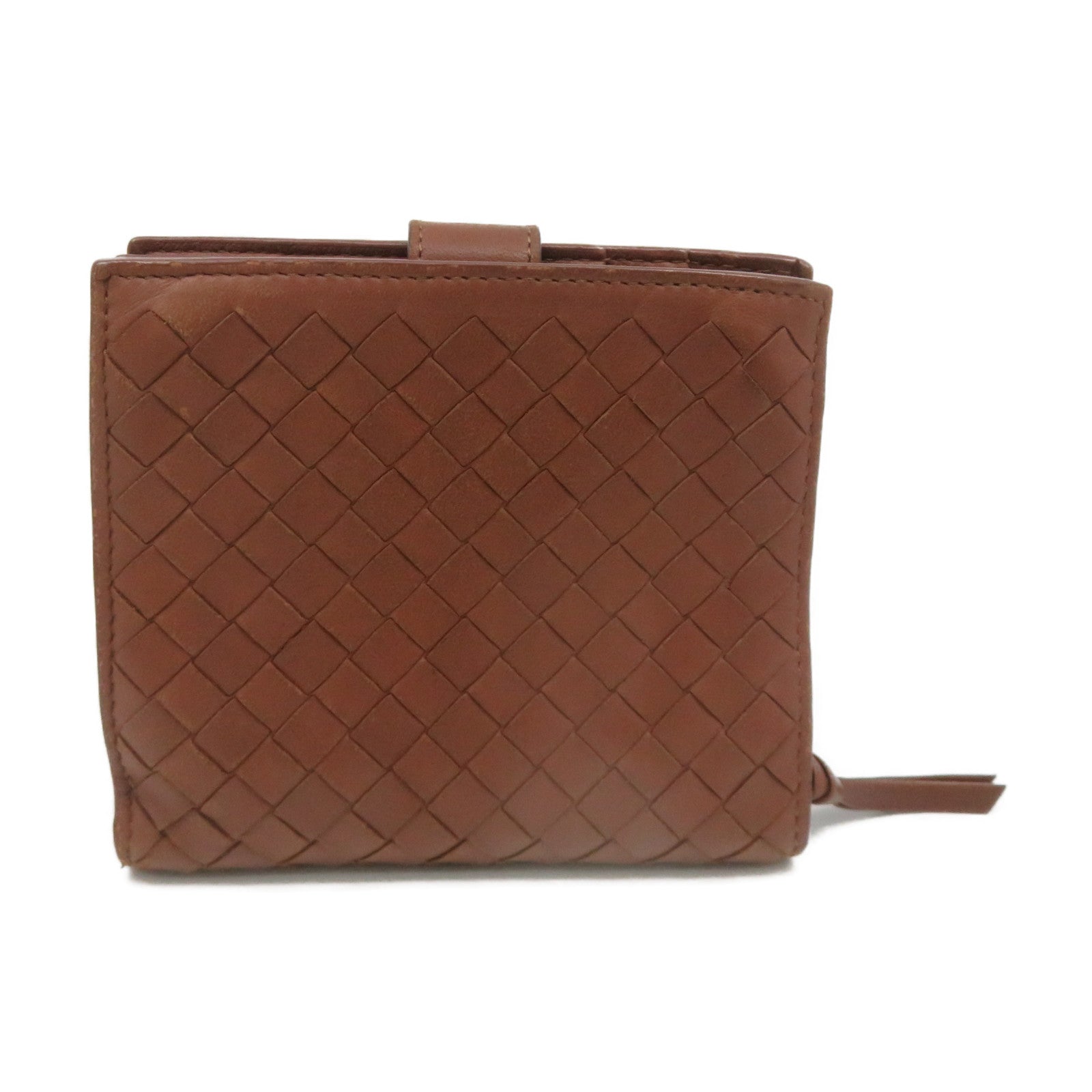 BOTTEGA VENETA [Sharp Discount] Textured Leather Small Wallet Short Wallet Brown