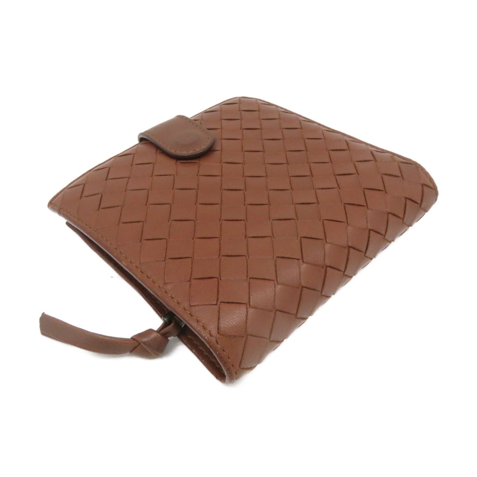 BOTTEGA VENETA [Sharp Discount] Textured Leather Small Wallet Short Wallet Brown