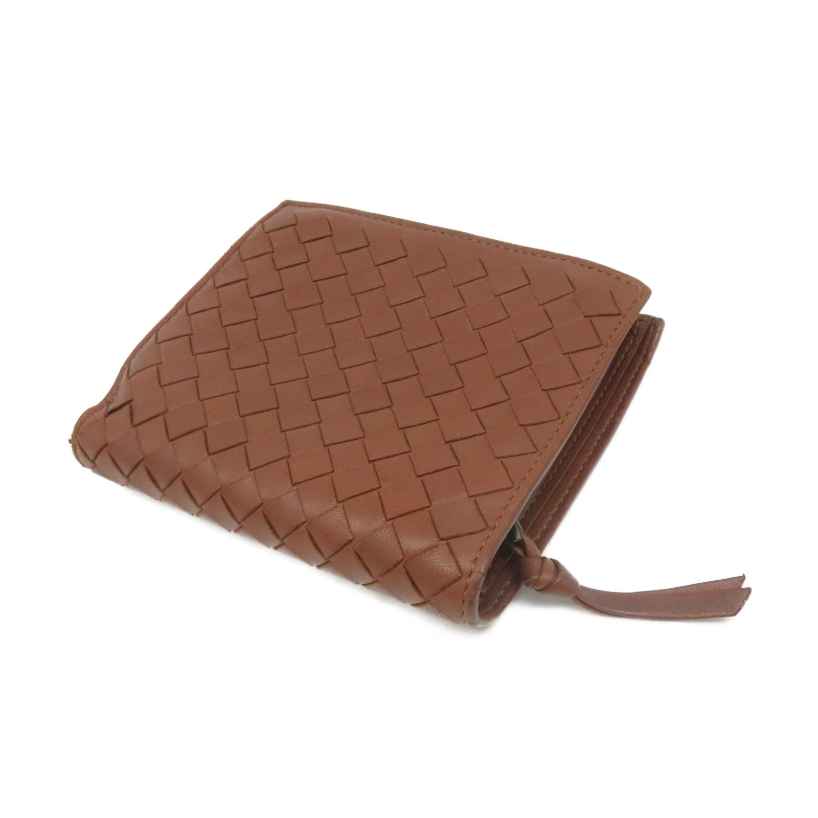 BOTTEGA VENETA [Sharp Discount] Textured Leather Small Wallet Short Wallet Brown