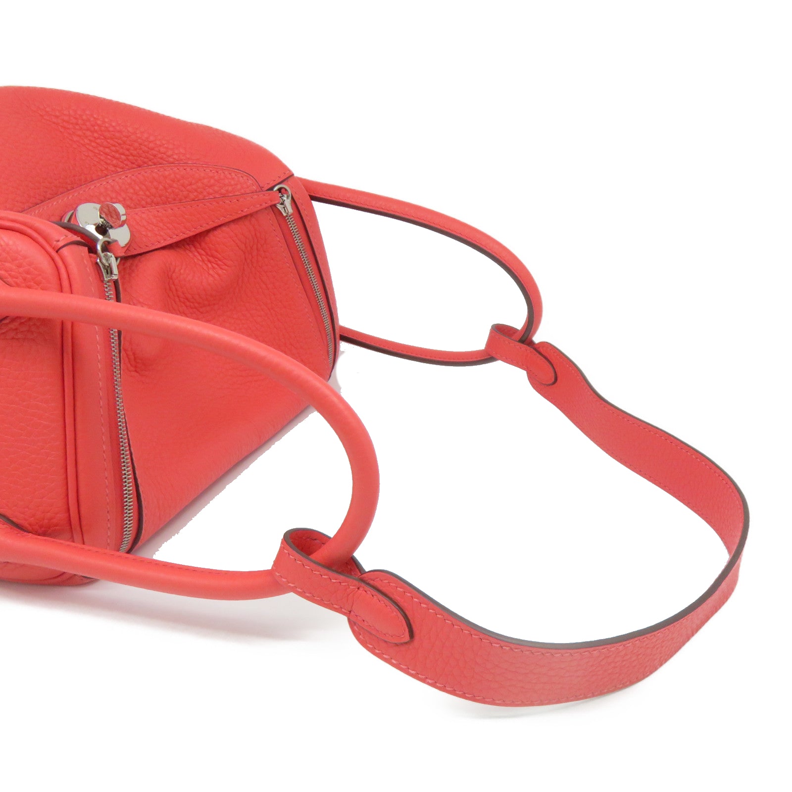 HERMES [Sharp Discount] Clemence Leather Lindy 26 Silver Buckle Hand Bag Pink