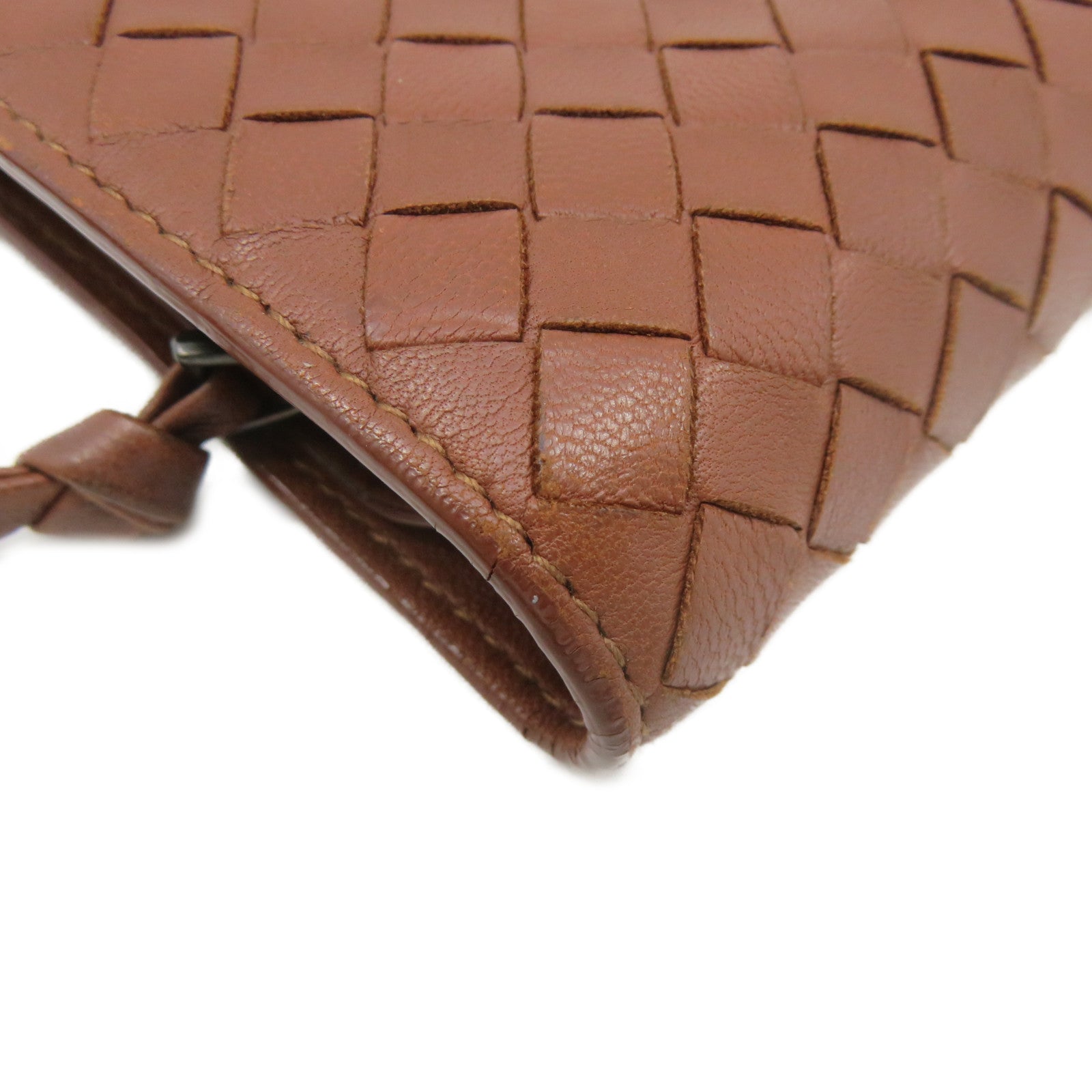 BOTTEGA VENETA [Sharp Discount] Textured Leather Small Wallet Short Wallet Brown