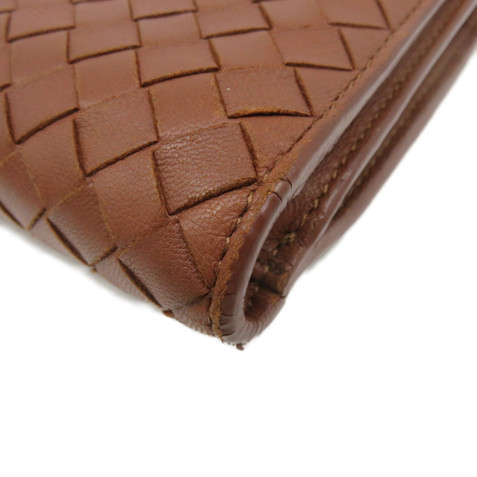 BOTTEGA VENETA [Sharp Discount] Textured Leather Small Wallet Short Wallet Brown