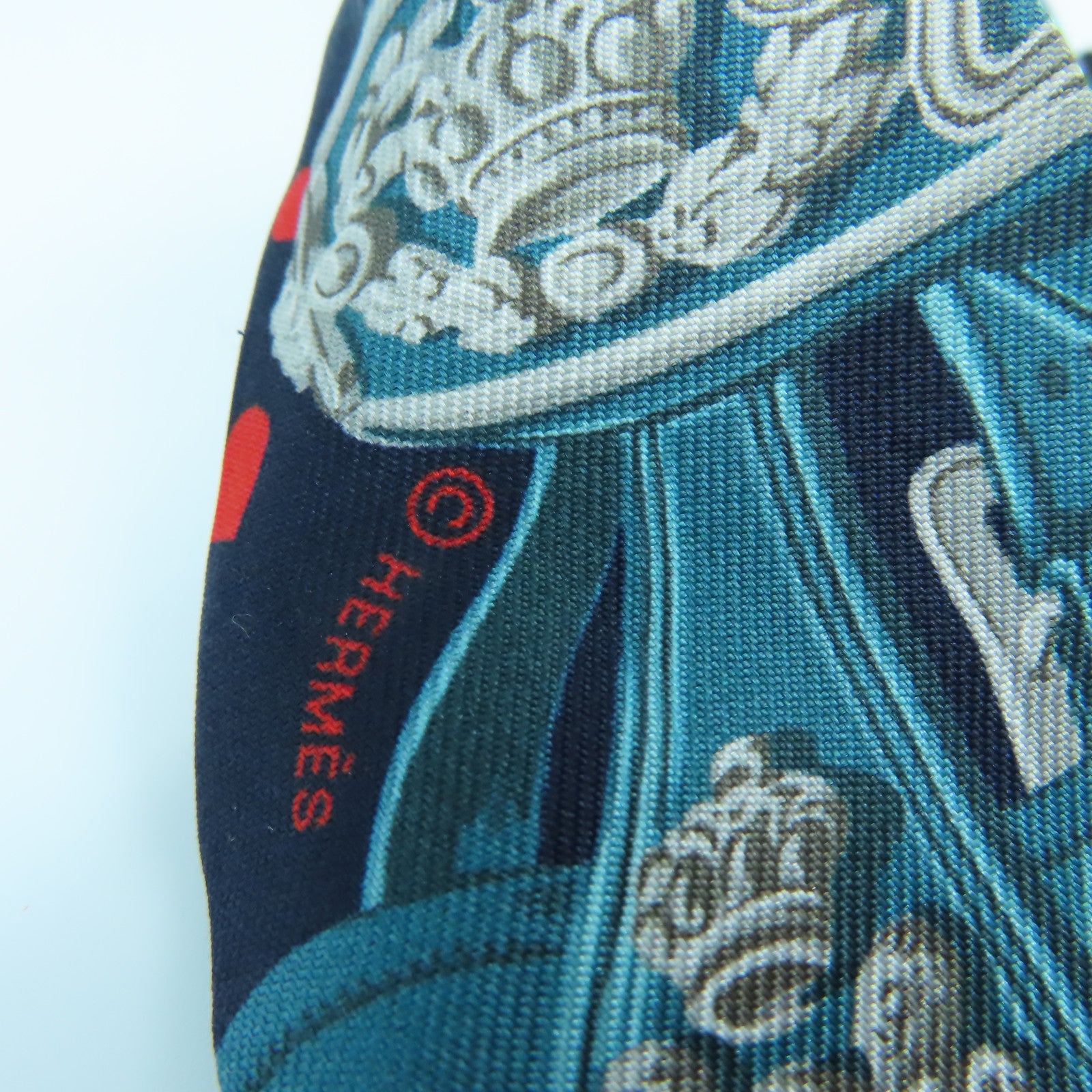 HERMES 絲質Twilly Scarf絲巾藍色/紅色