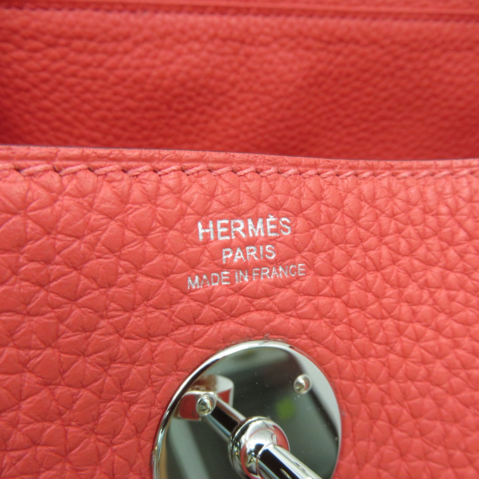 HERMES [Sharp Discount] Clemence Leather Lindy 26 Silver Buckle Hand Bag Pink