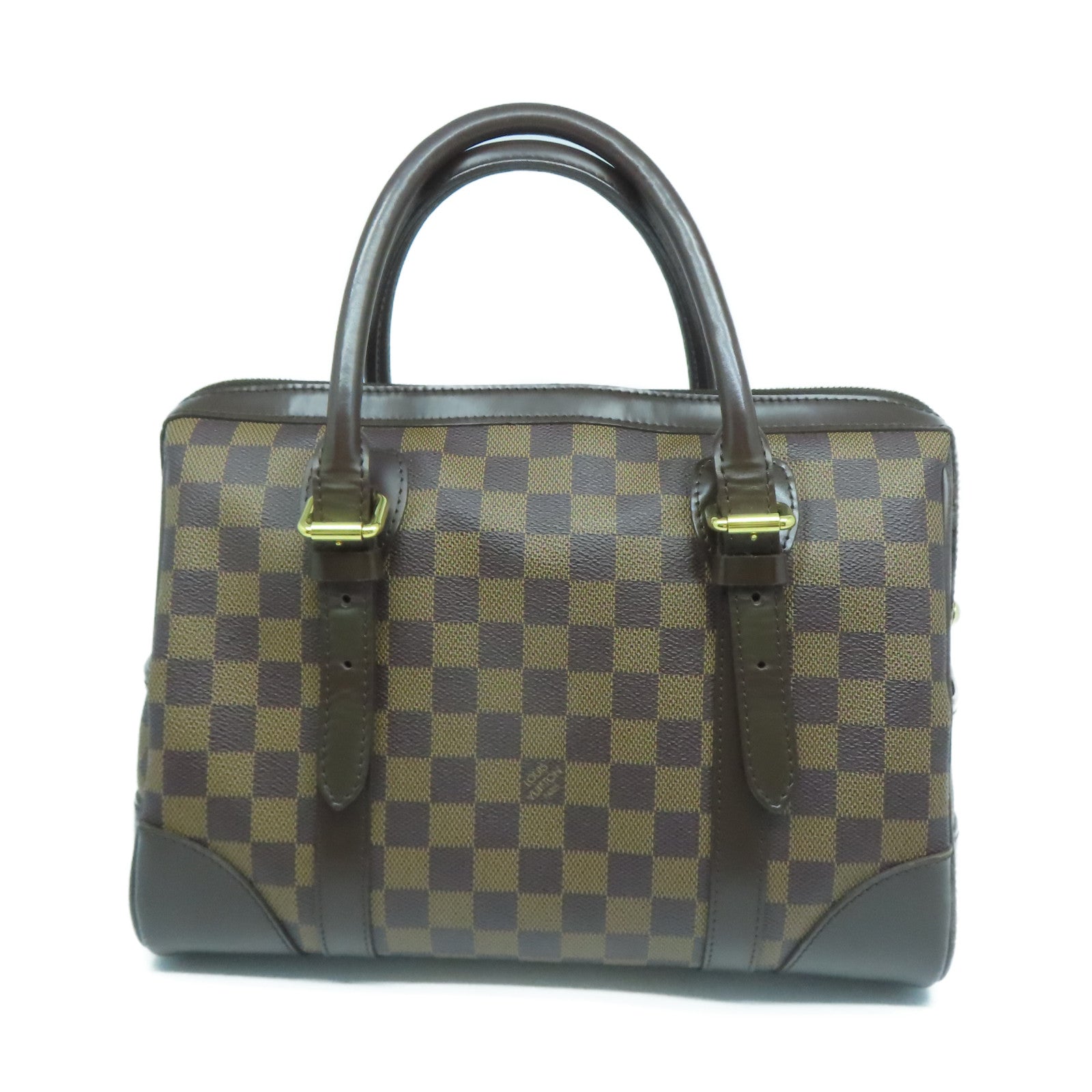 LOUIS VUITTON Damier Berkeley Boston Hand Bag金扣手挽袋啡色