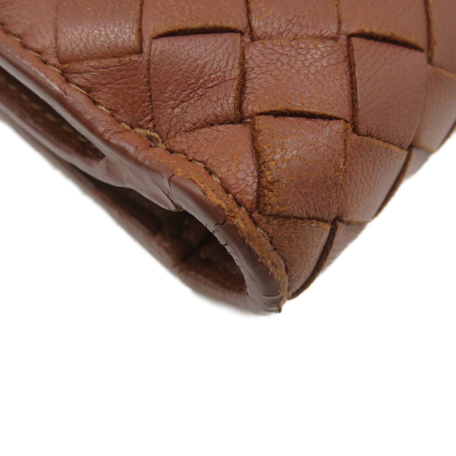 BOTTEGA VENETA [Sharp Discount] Textured Leather Small Wallet Short Wallet Brown