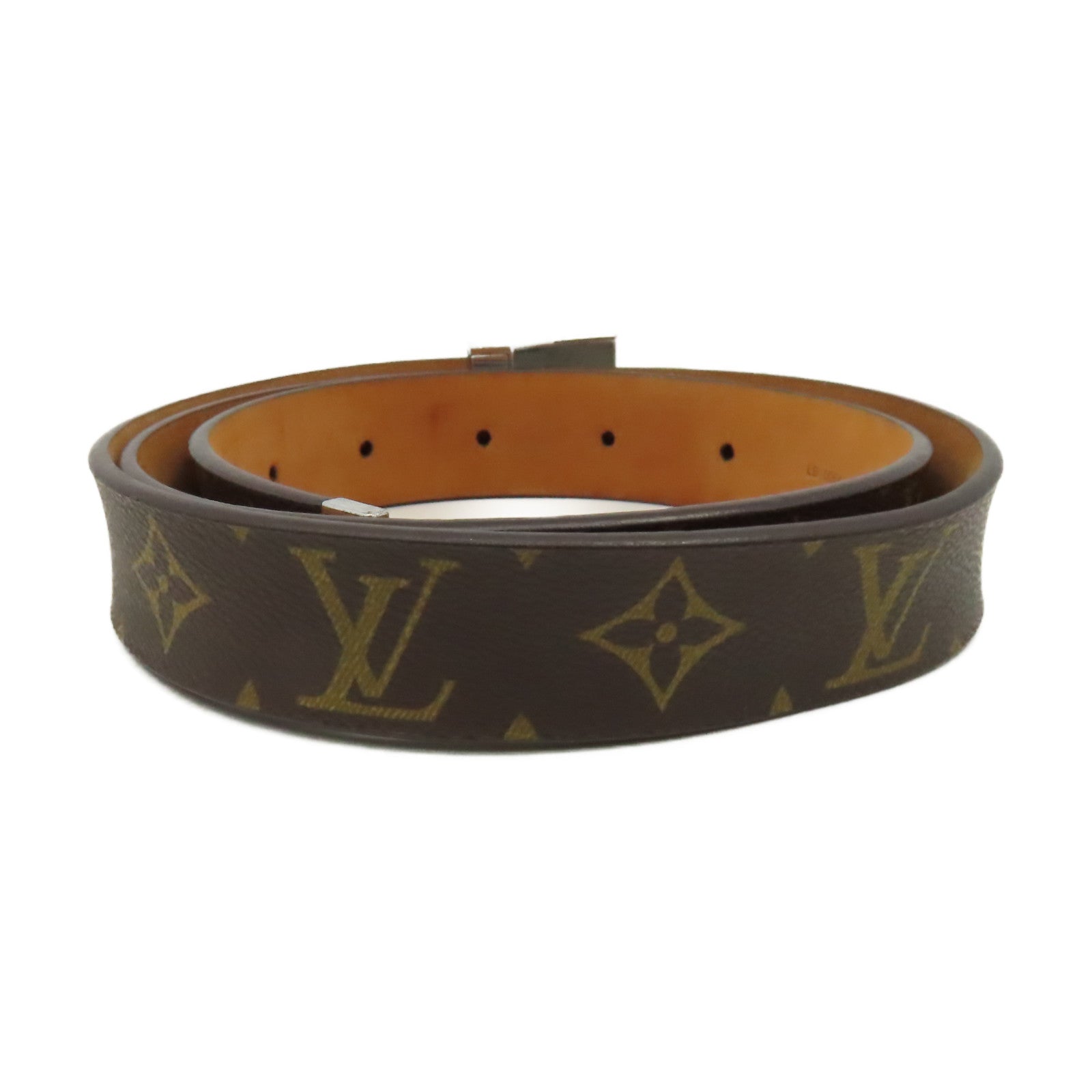 LOUIS VUITTON Monogram Belt銀扣皮帶啡色