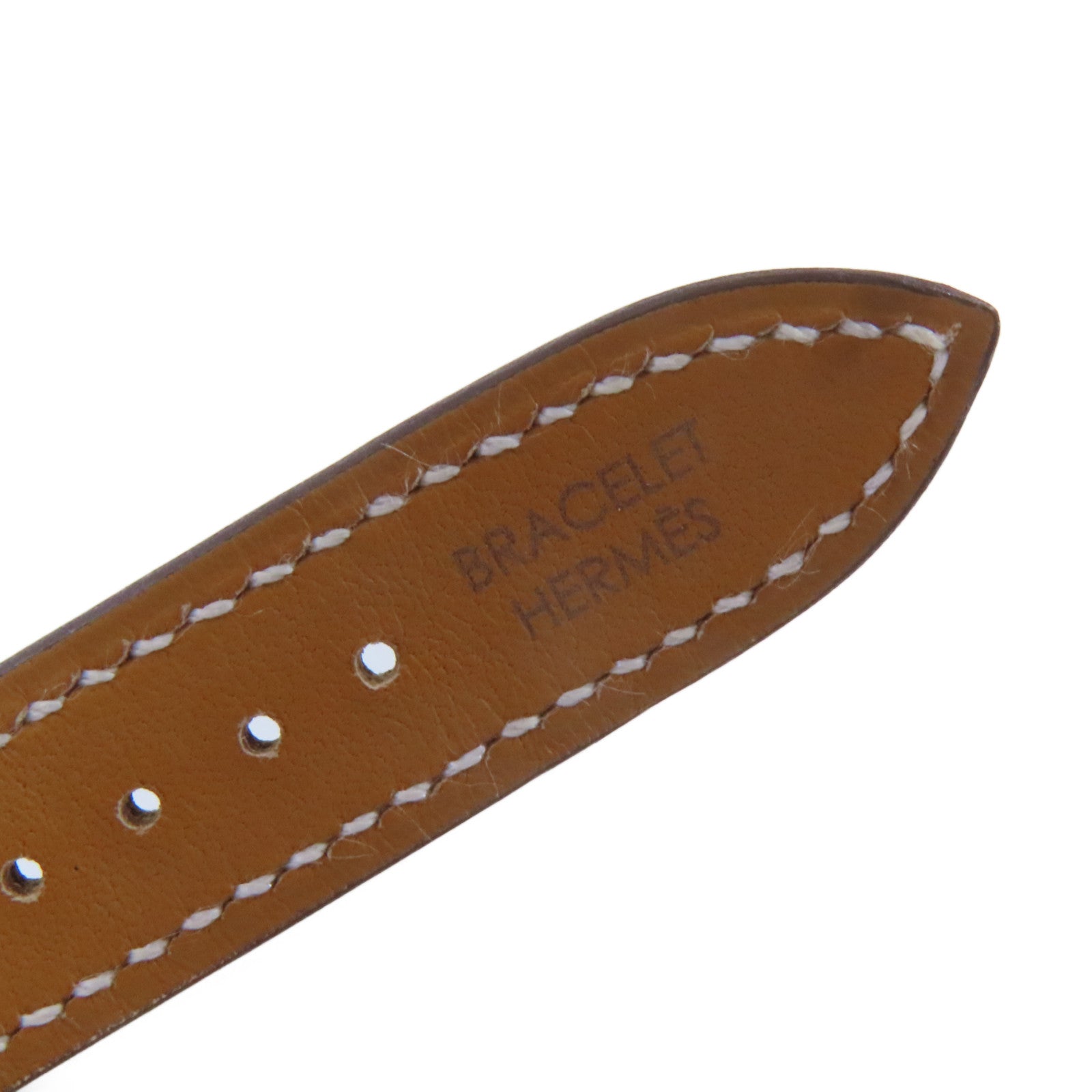 HERMES Heure H Watch牛皮皮革帶/鑽石/不鏽鋼石英機芯手錶白色/Etoupe大象灰色