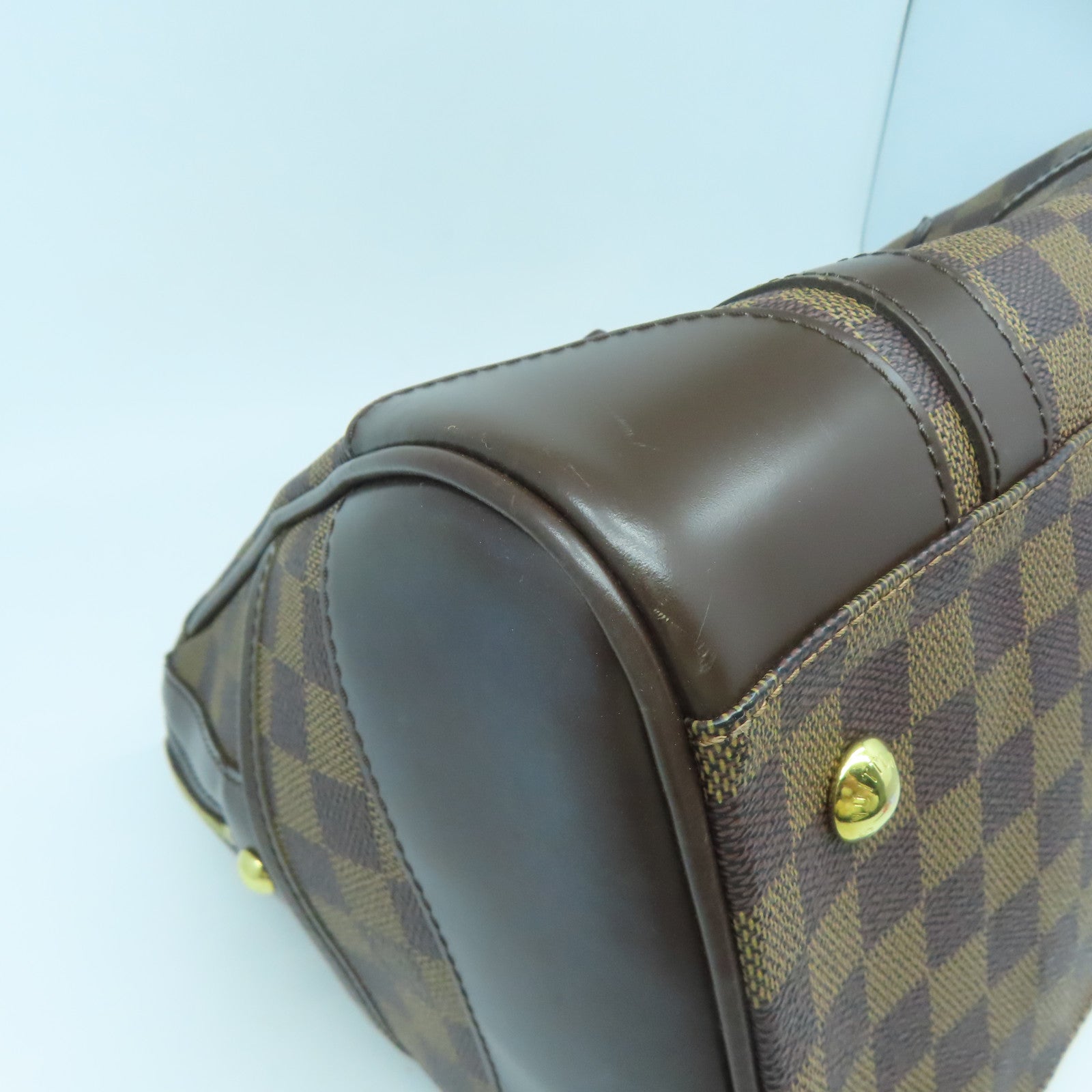 LOUIS VUITTON Damier Berkeley Boston Hand Bag金扣手挽袋啡色