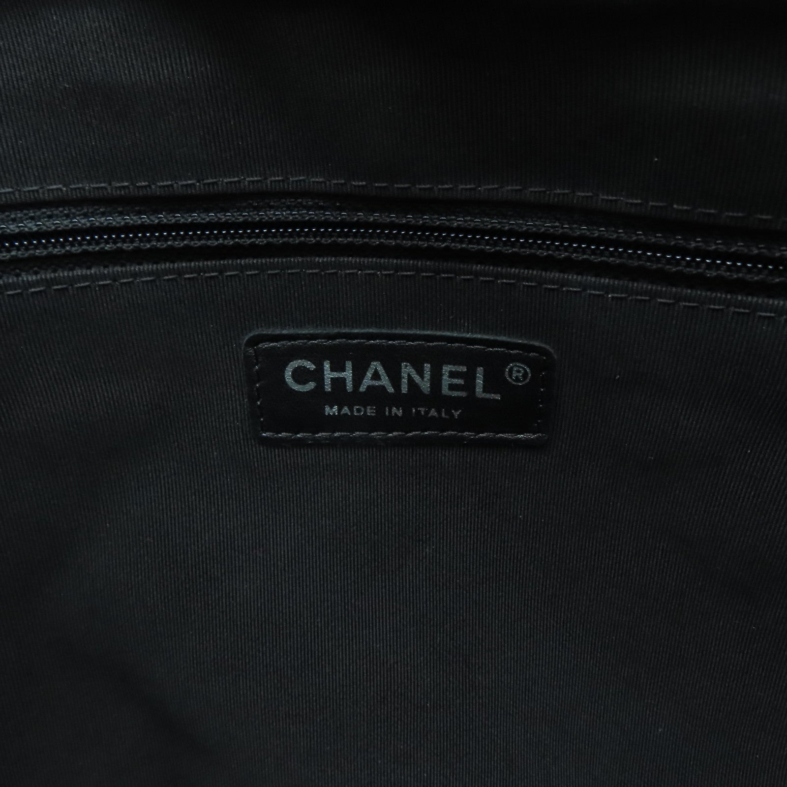 CHANEL 菱格牛皮皮革Chain Shoulder銀扣鏈帶肩背袋深藍色
