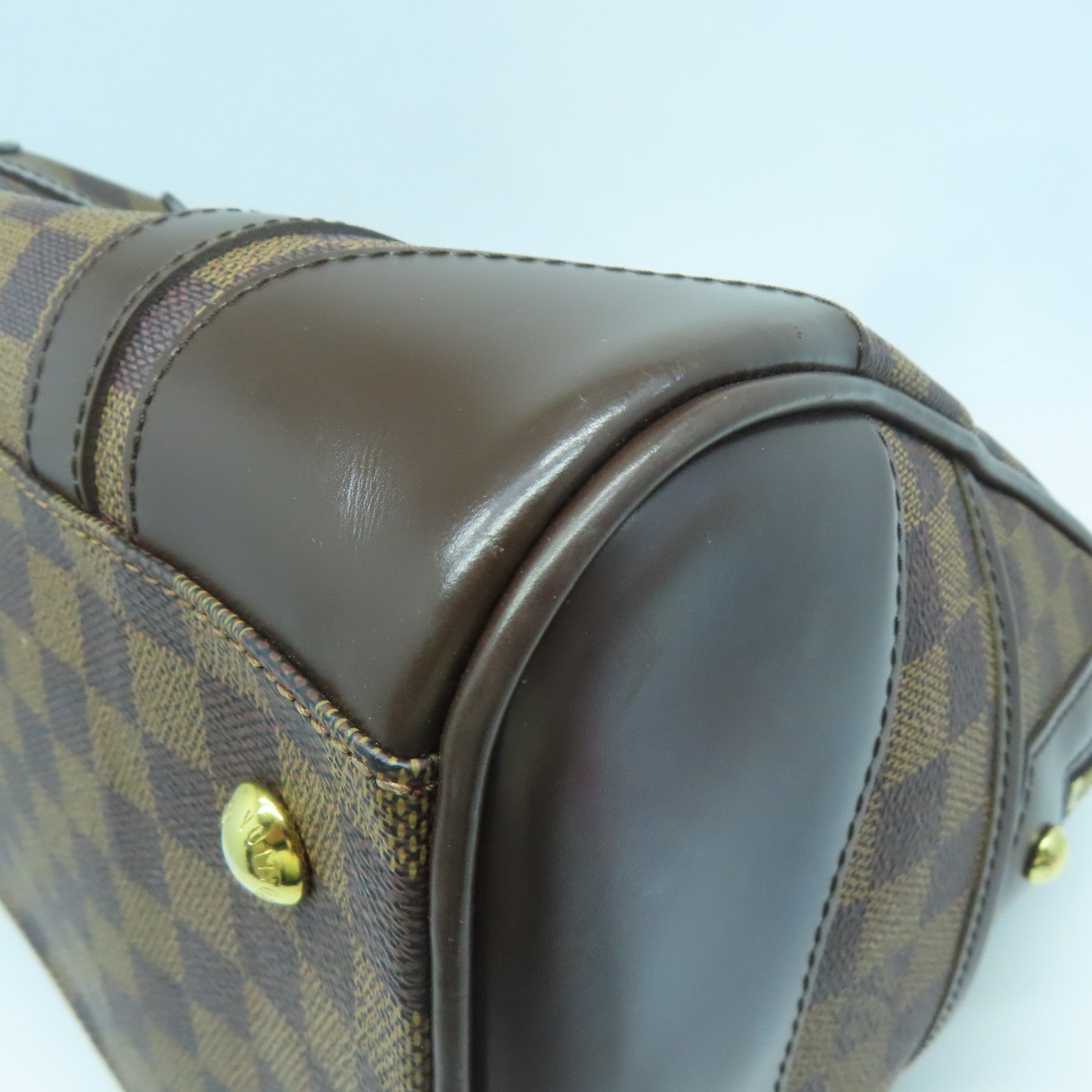 LOUIS VUITTON Damier Berkeley Boston Hand Bag金扣手挽袋啡色