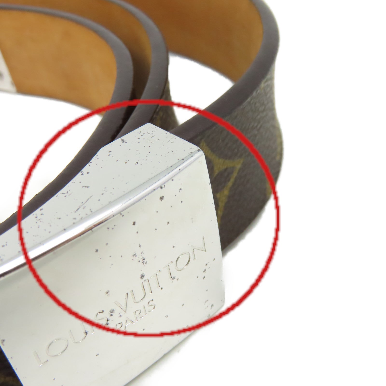 LOUIS VUITTON Monogram Belt銀扣皮帶啡色