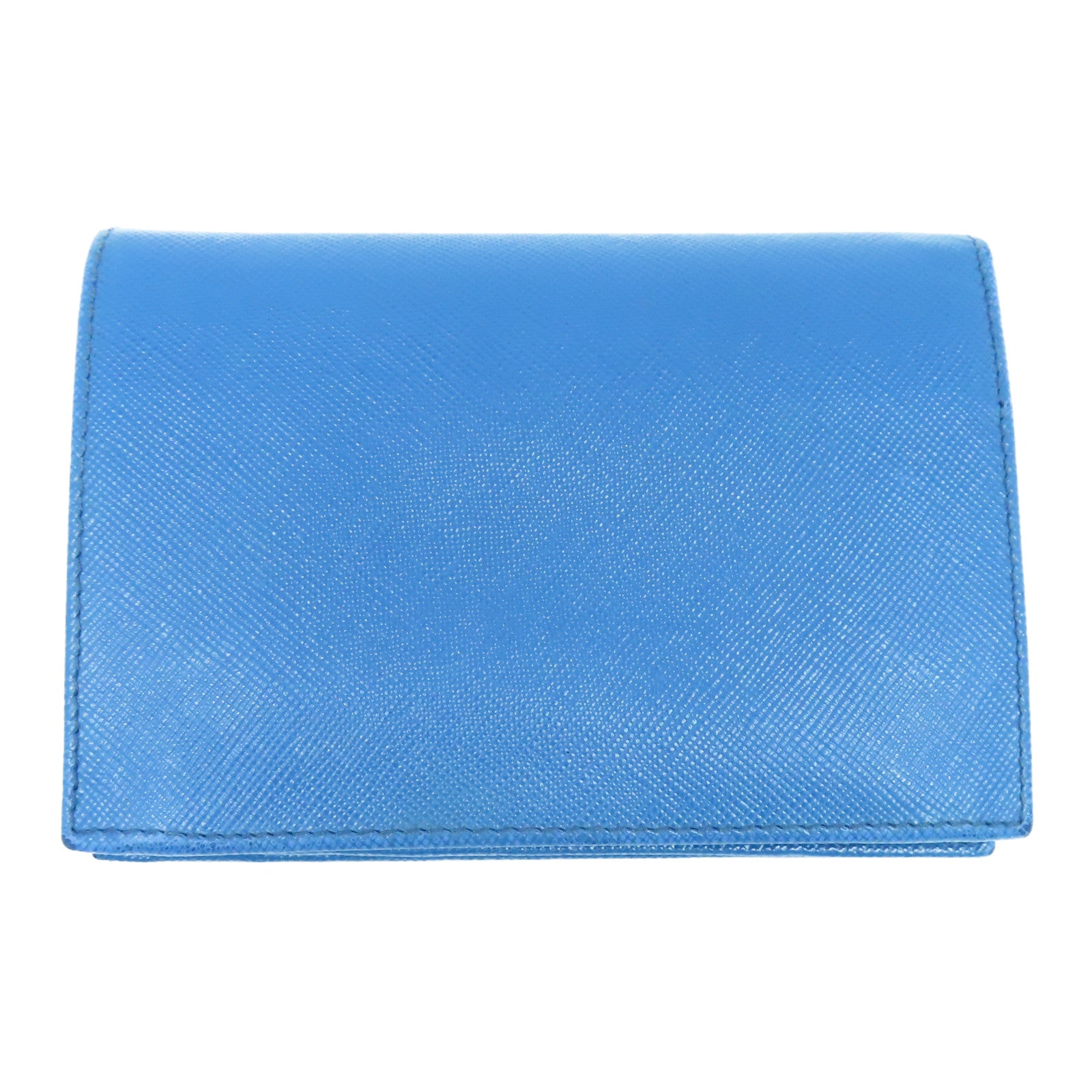PRADA Saffiano Leather Wallet Gold Buckle Wallet Blue