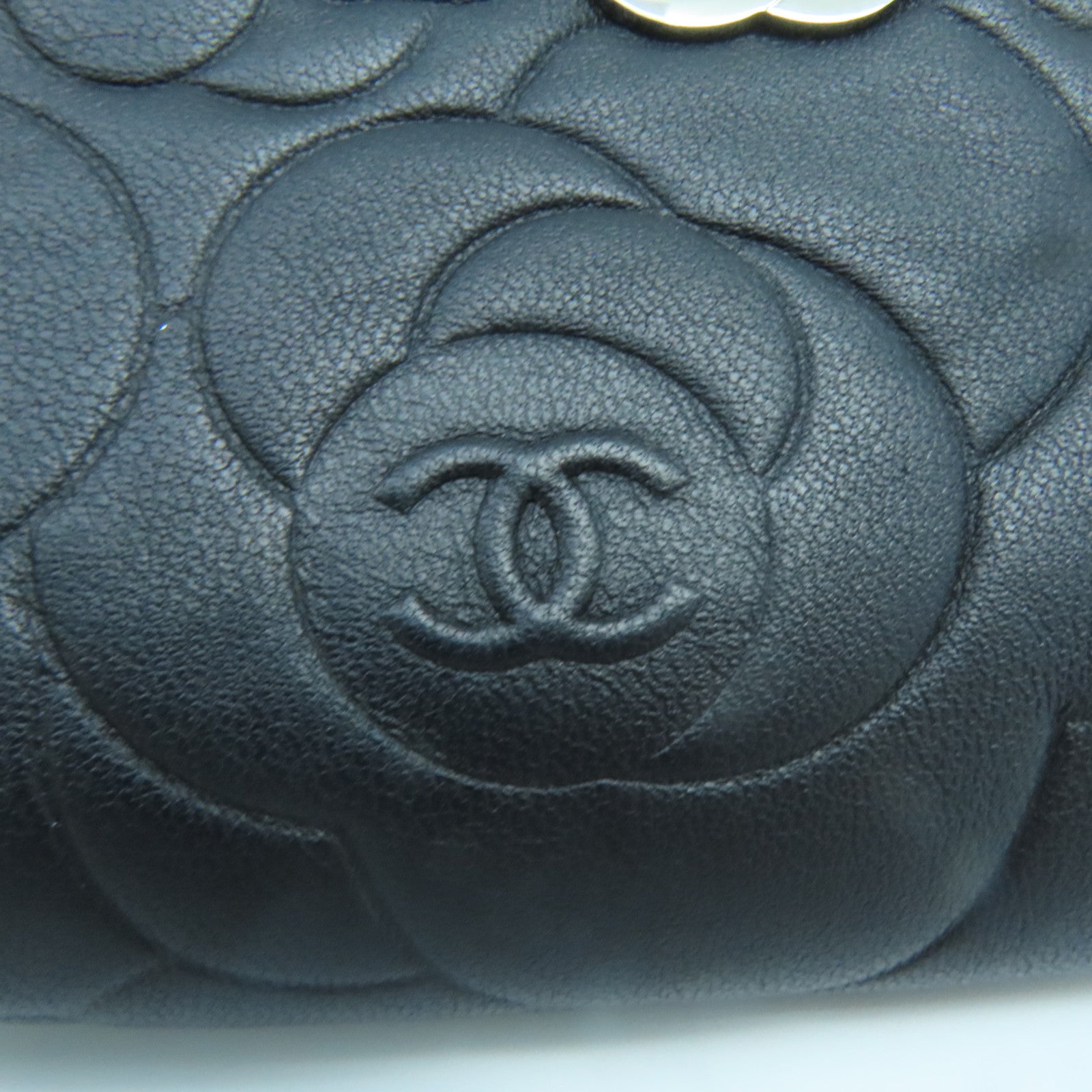 CHANEL 羊皮皮革Coin Case銀扣零錢包黑色