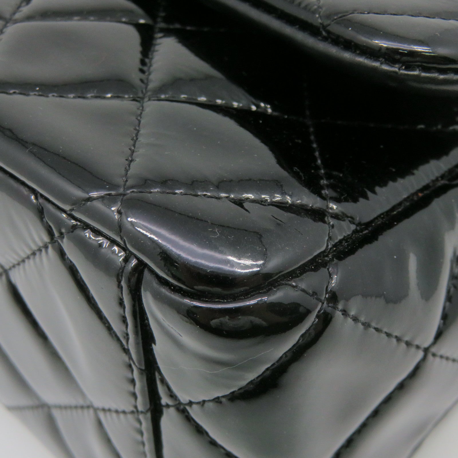 CHANEL 【激减优惠】菱格漆皮皮革Maxi Classic Flap Bag银扣链带肩背袋黑色