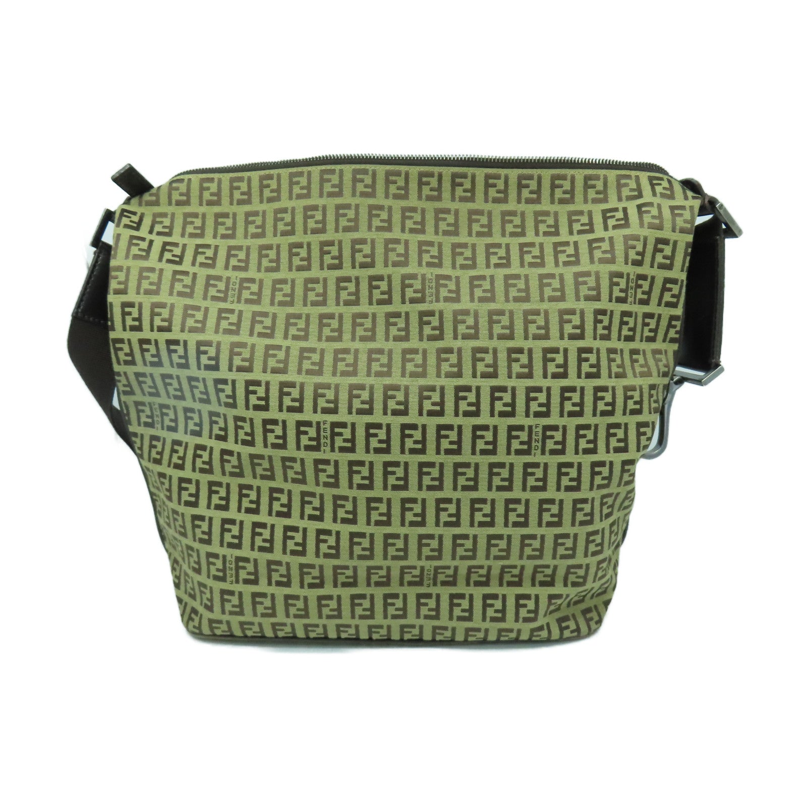 FENDI 帆布Shoulder Bag銀扣肩背袋啡色