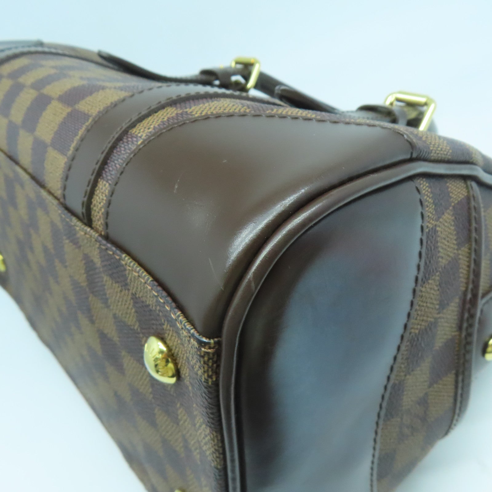 LOUIS VUITTON Damier Berkeley Boston Hand Bag金扣手挽袋啡色