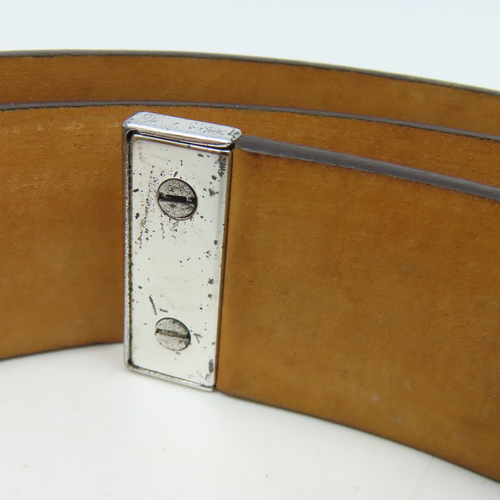 LOUIS VUITTON Monogram Belt銀扣皮帶啡色