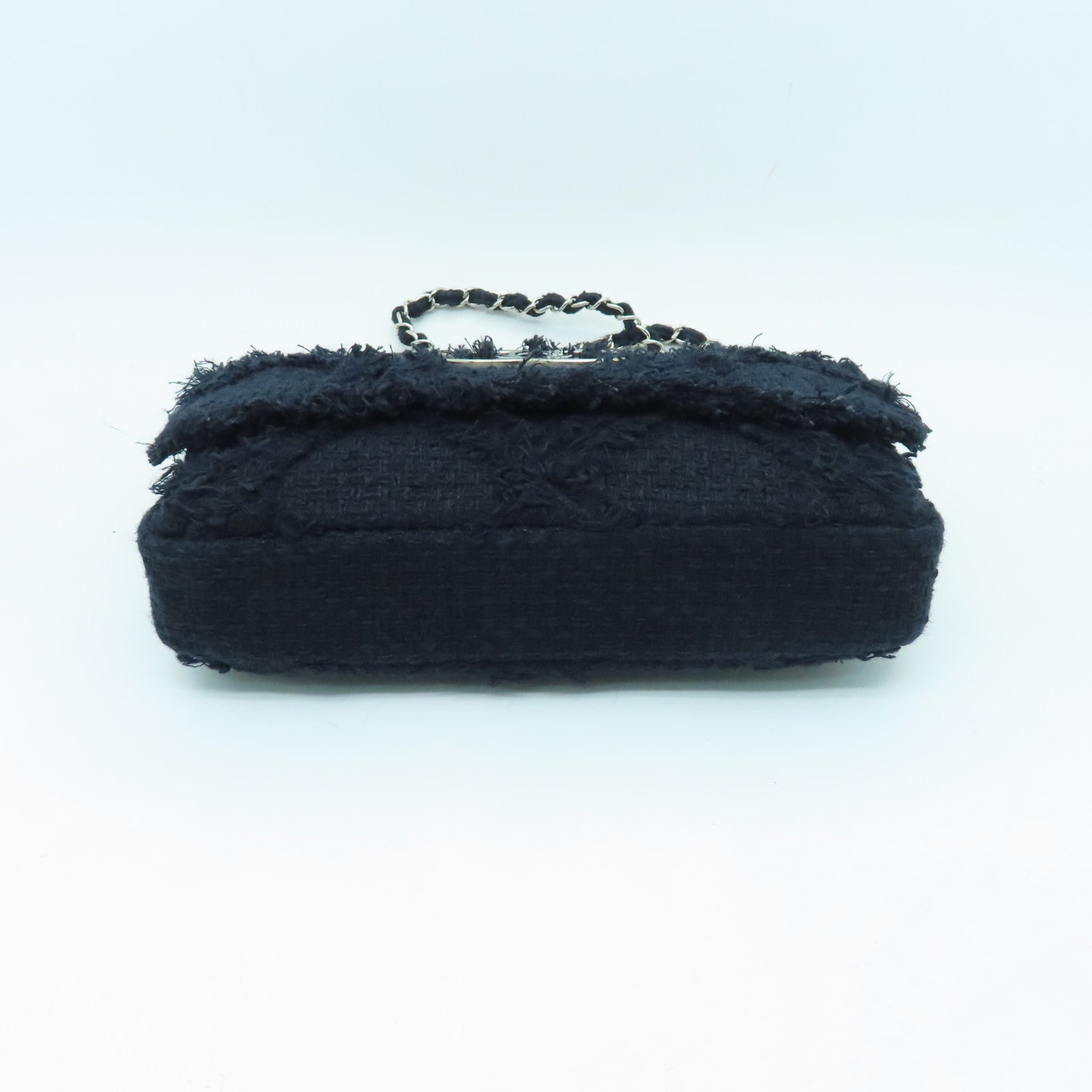 CHANEL 【激減優惠】菱格斜紋軟呢Chain Shoulder Bag銀扣鏈帶肩背袋深藍色