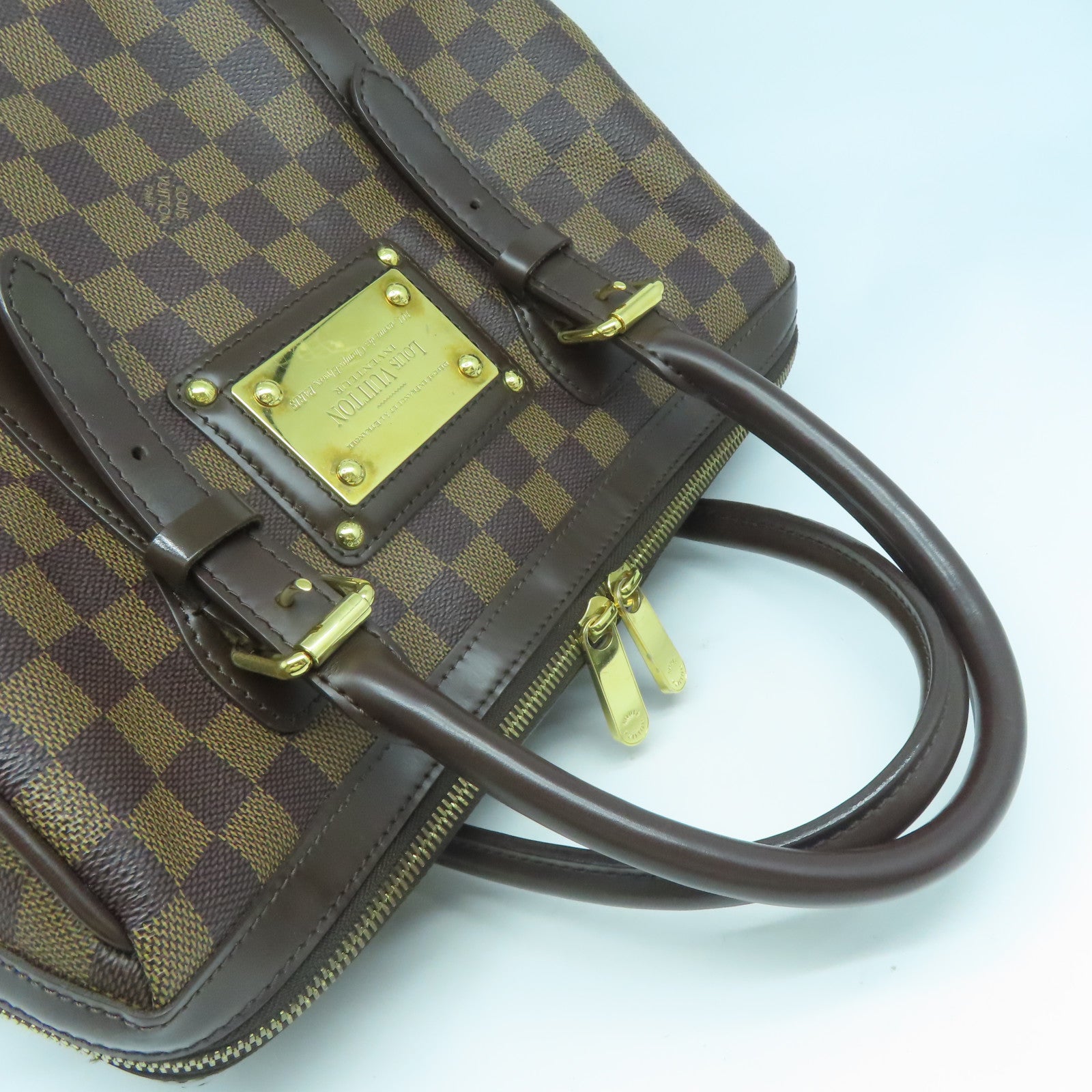 LOUIS VUITTON Damier Berkeley Boston Hand Bag金扣手挽袋啡色