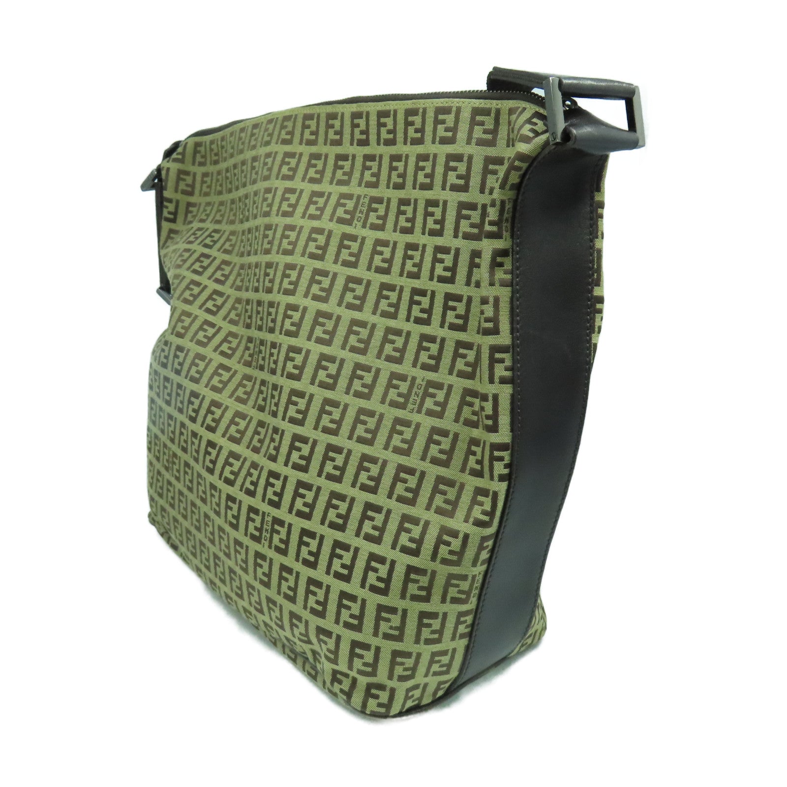 FENDI 帆布Shoulder Bag銀扣肩背袋啡色