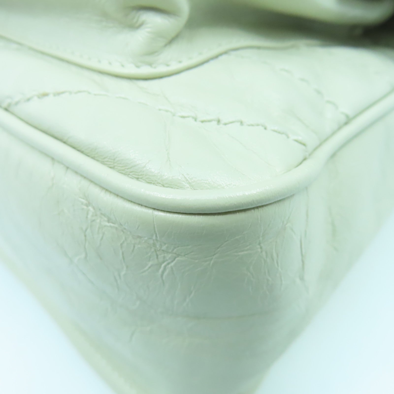 SAINT LAURENT 牛皮皮革Shoulder Bag銀扣鏈帶肩背袋白色