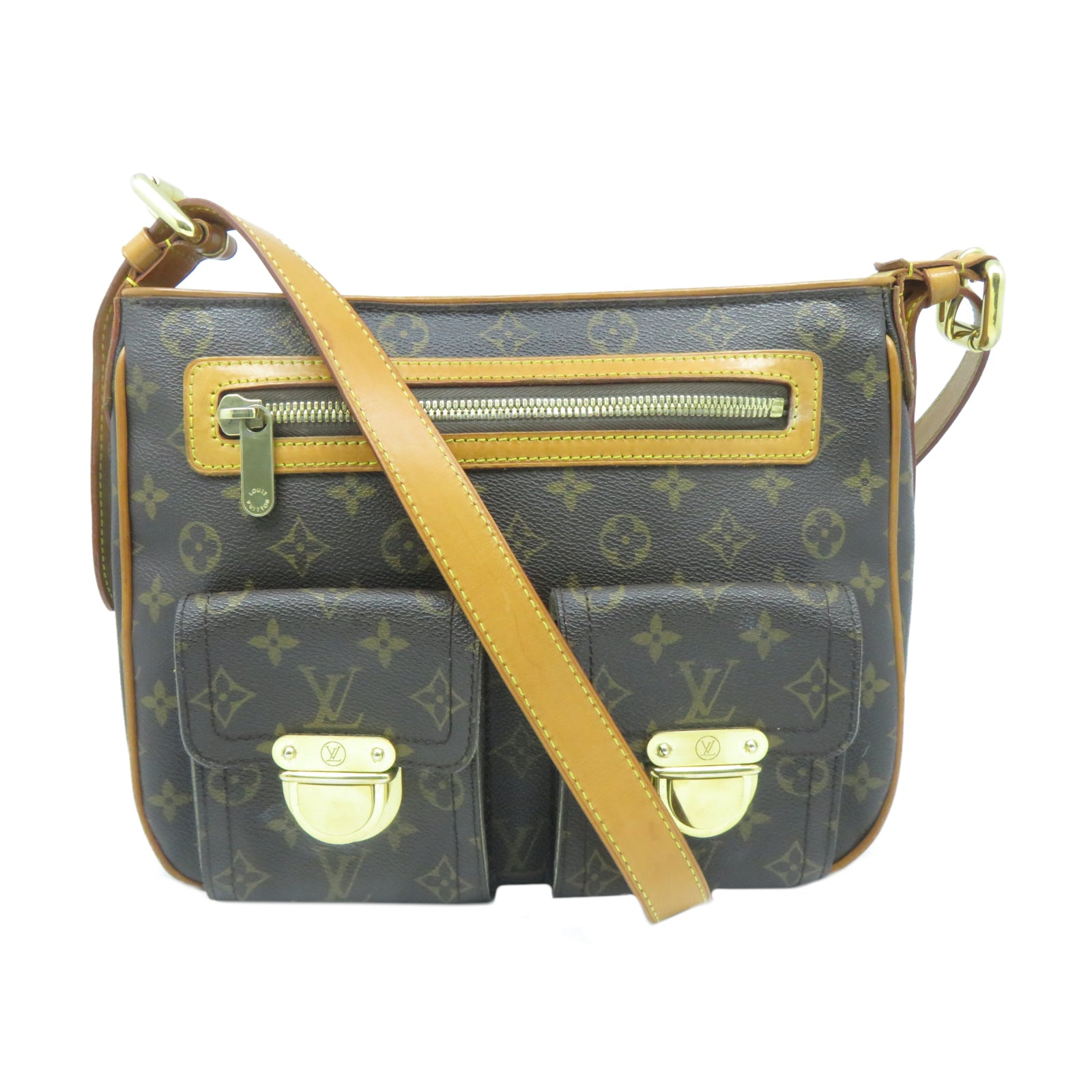 LOUIS VUITTON Monogram Hudson GM金扣肩背袋啡色