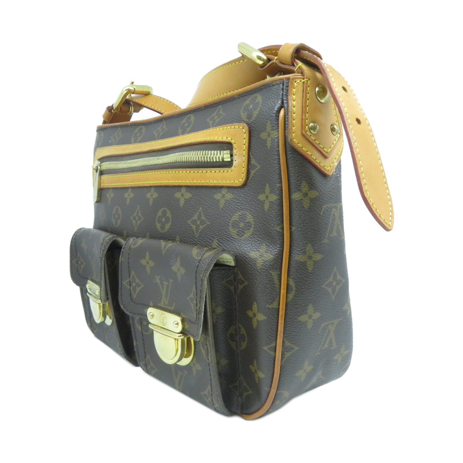 LOUIS VUITTON Monogram Hudson GM金扣肩背袋啡色