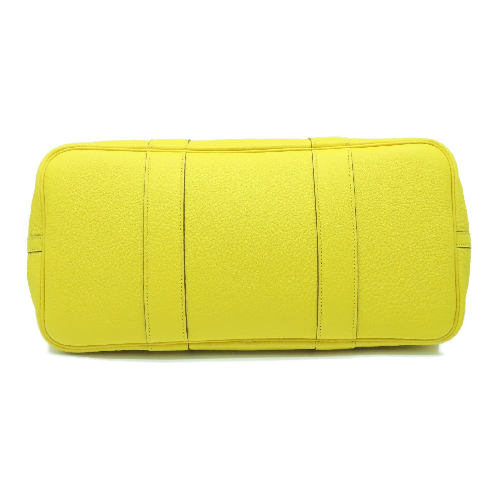 HERMES Negonda Leather Garden Party PM Silver Buckle Handle Bag Sun Yellow
