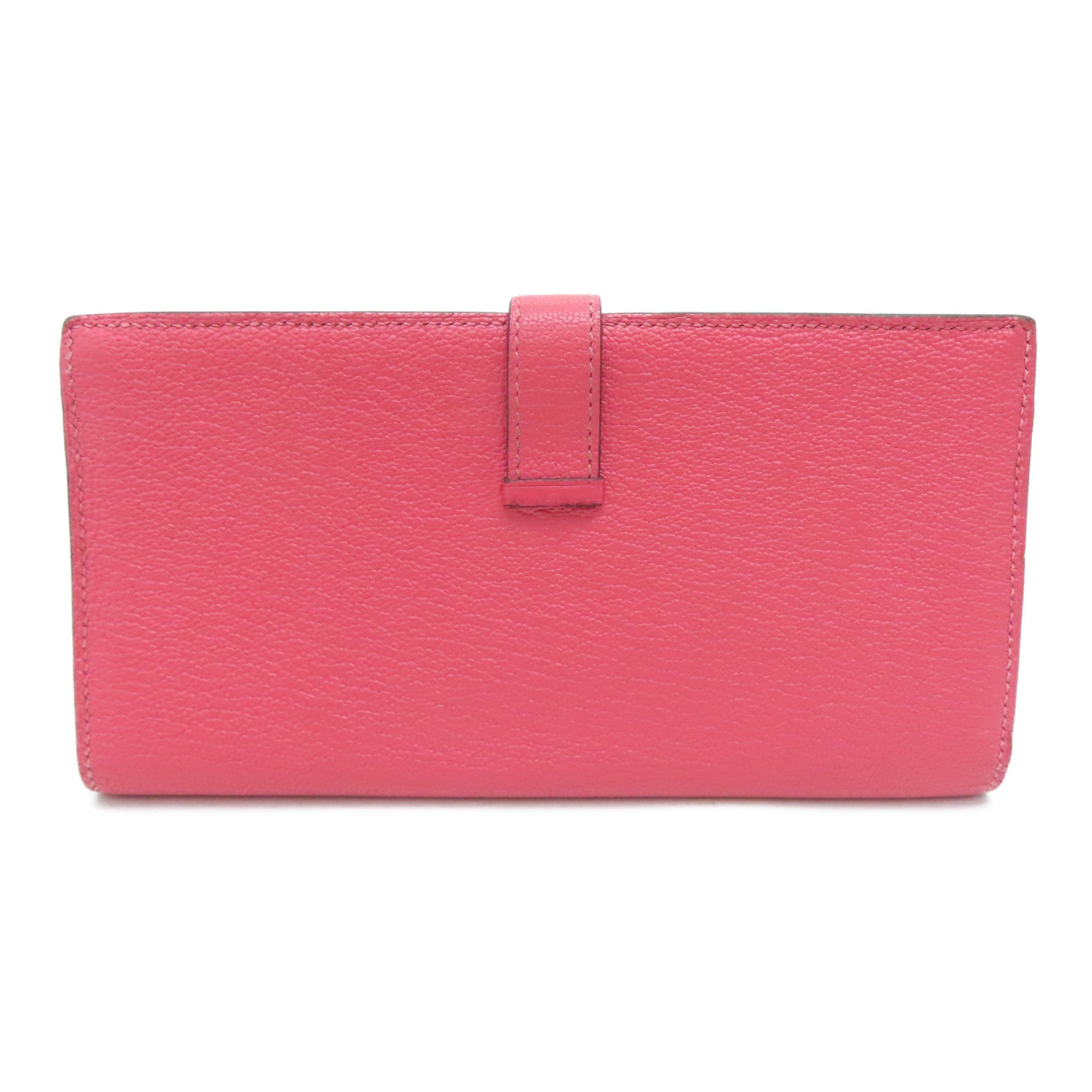 HERMES 【激減優惠】Chevre皮革Long Wallet金扣長錢包Rose Dragee/粉紅色