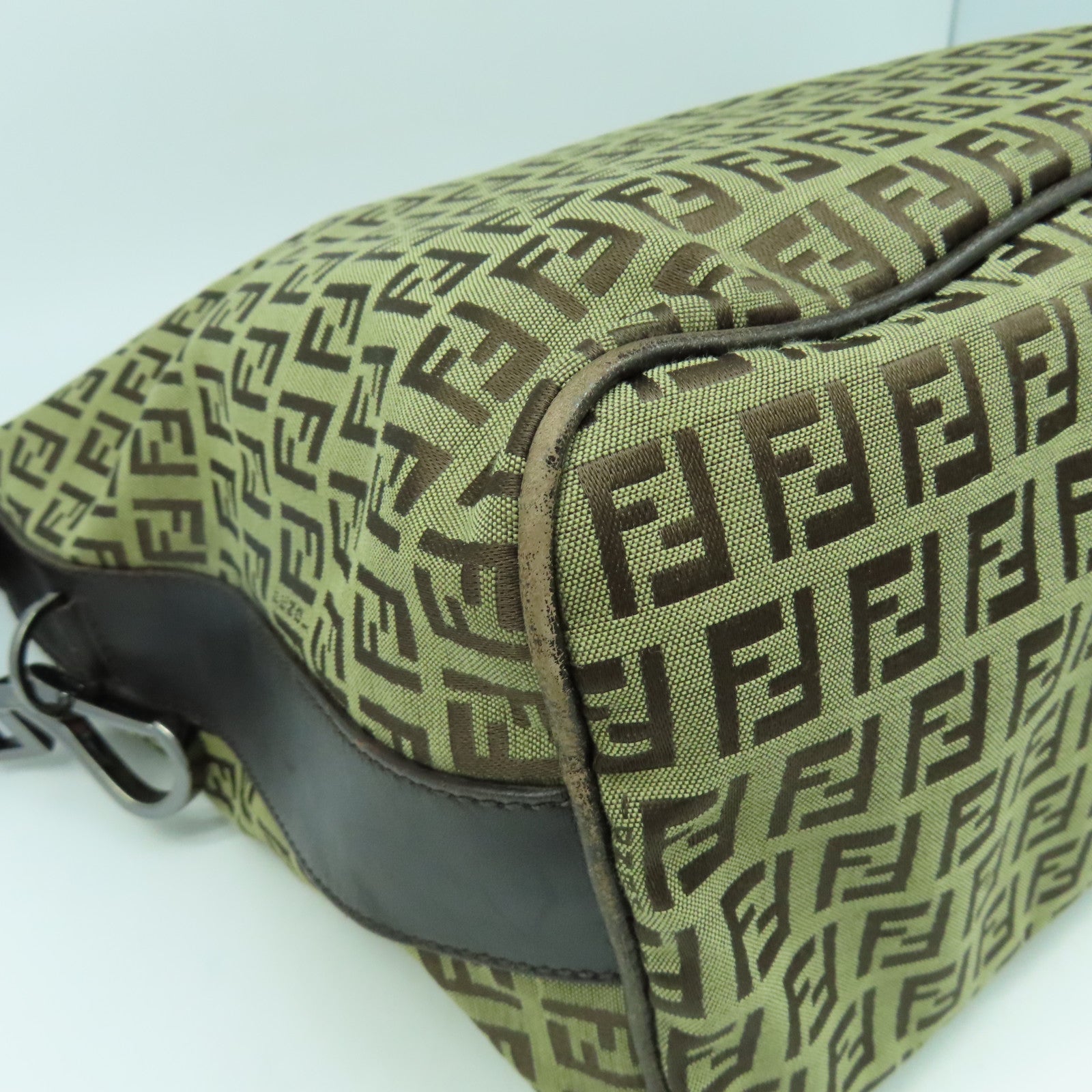 FENDI 帆布Shoulder Bag銀扣肩背袋啡色