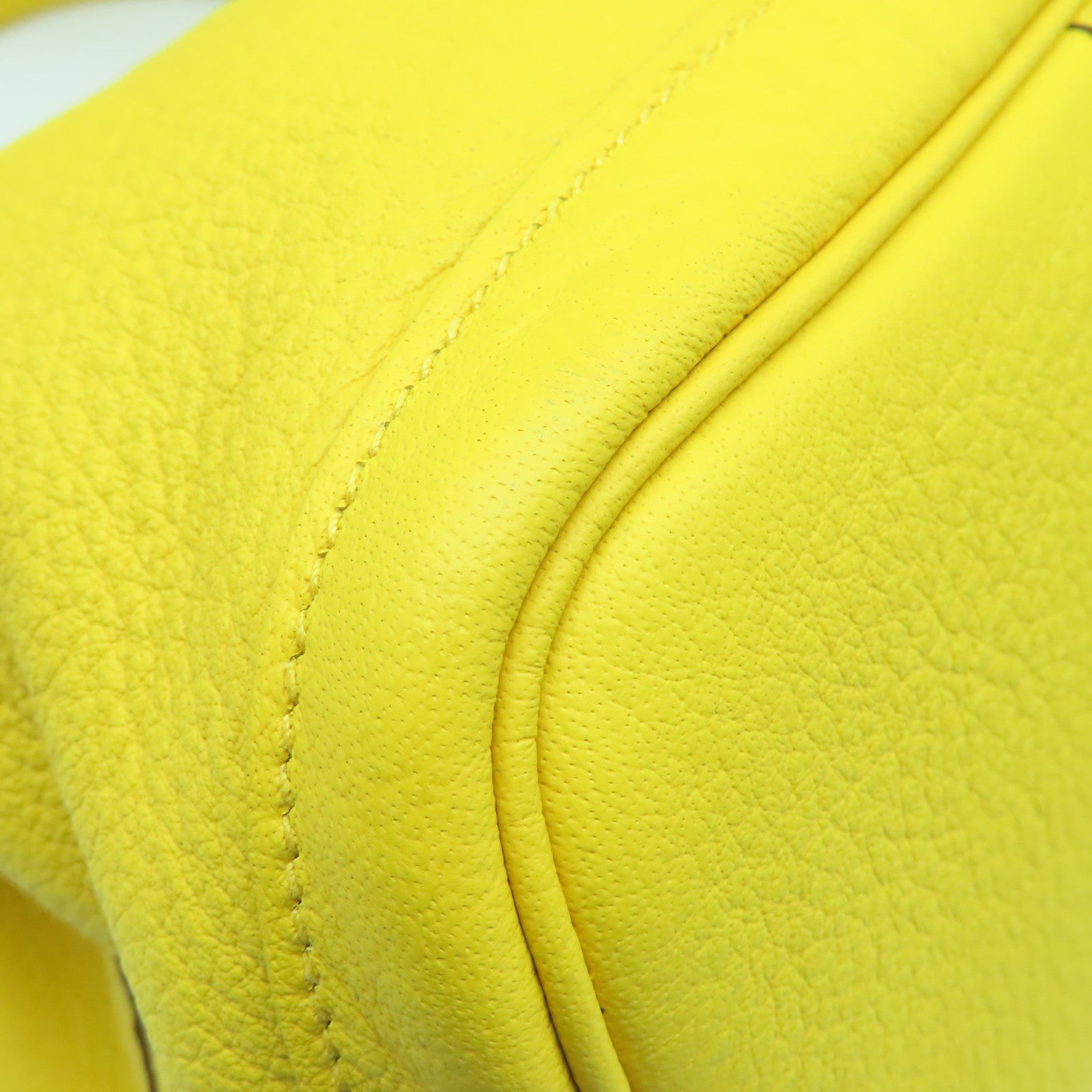 HERMES Negonda Leather Garden Party PM Silver Buckle Handle Bag Sun Yellow
