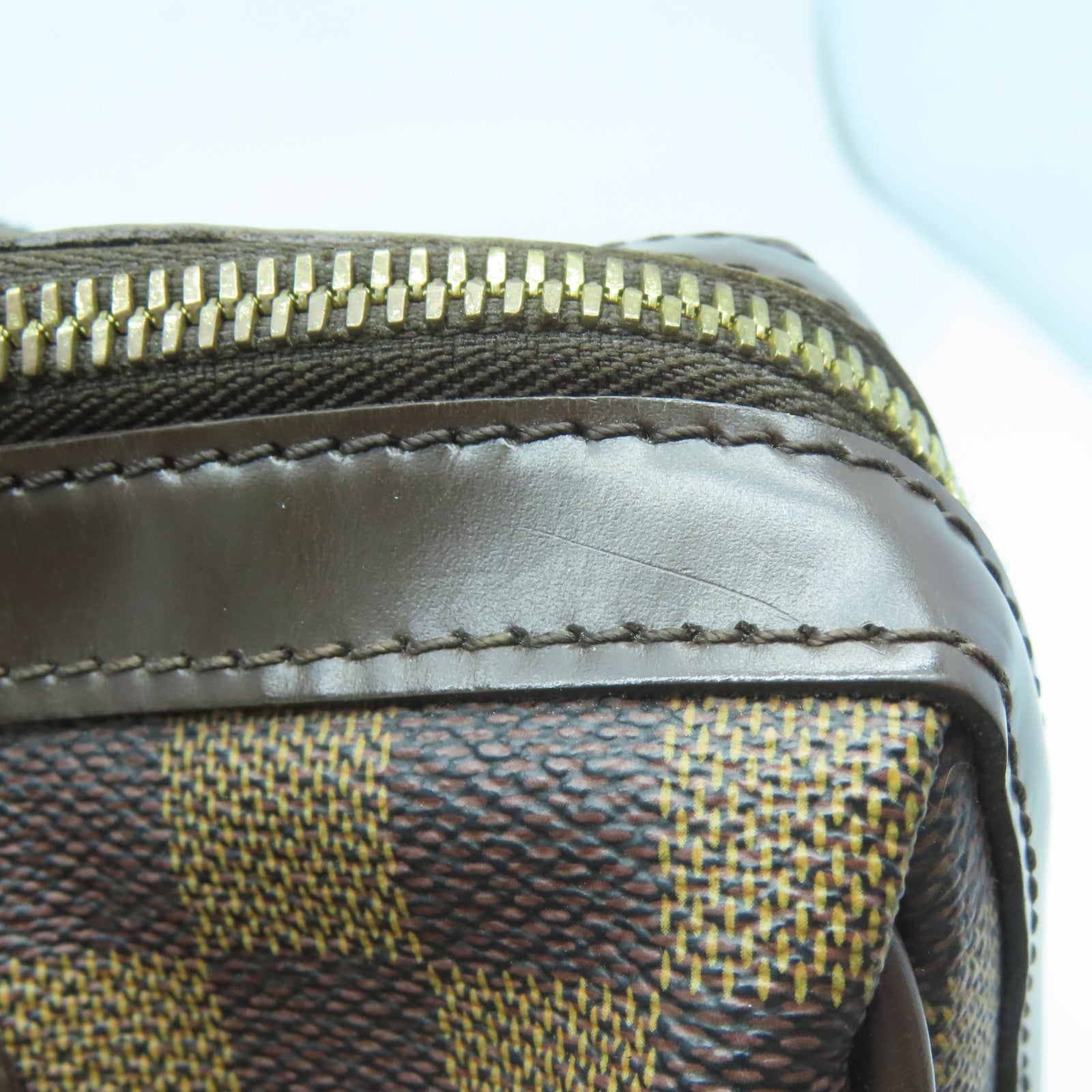 LOUIS VUITTON Damier Berkeley Boston Hand Bag金扣手挽袋啡色