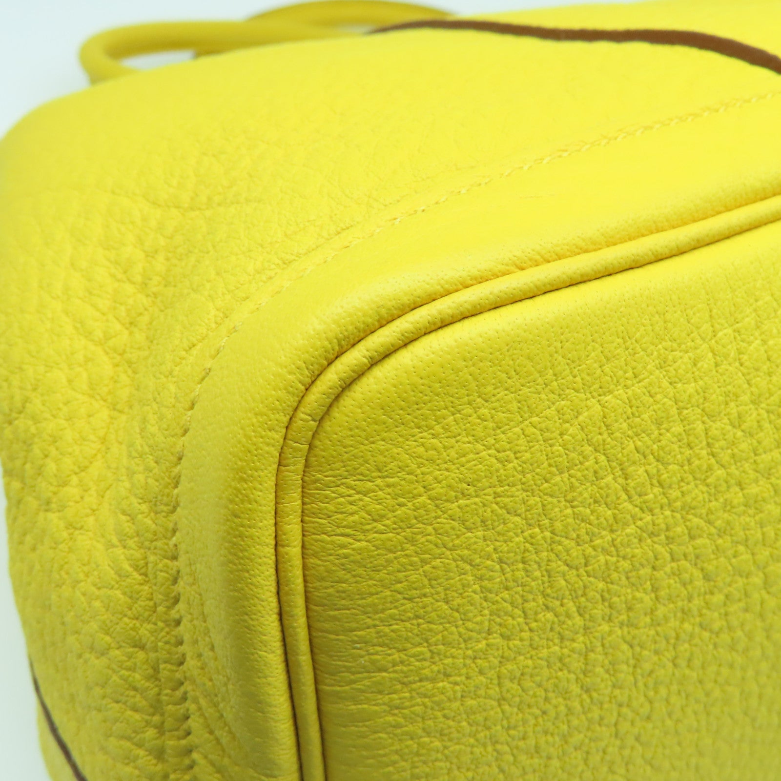 HERMES Negonda Leather Garden Party PM Silver Buckle Handle Bag Sun Yellow