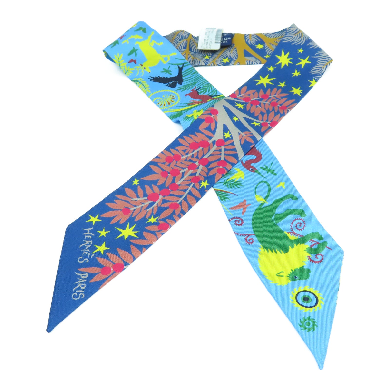 HERMES 絲質Twilly Scarf絲巾藍色