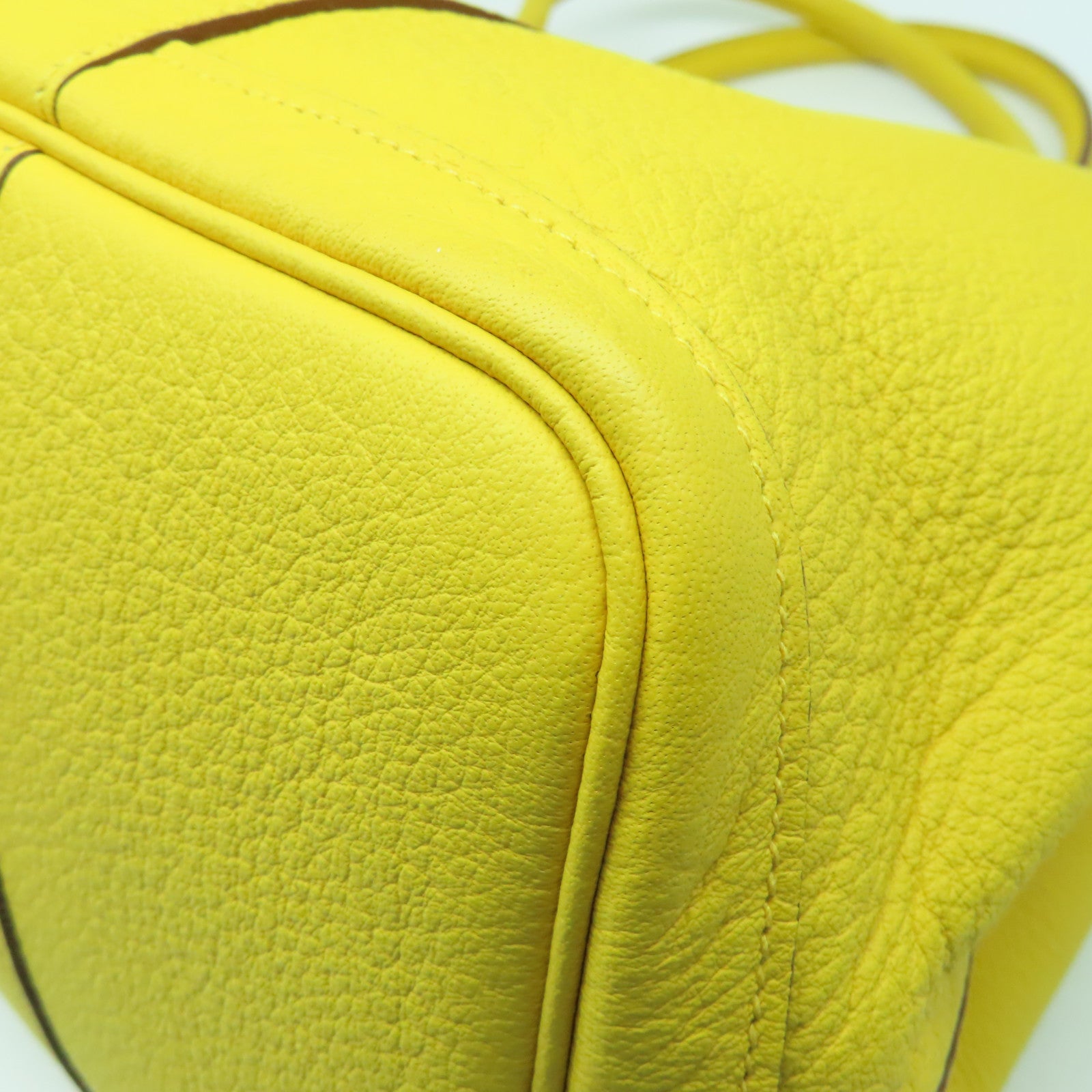 HERMES Negonda Leather Garden Party PM Silver Buckle Handle Bag Sun Yellow