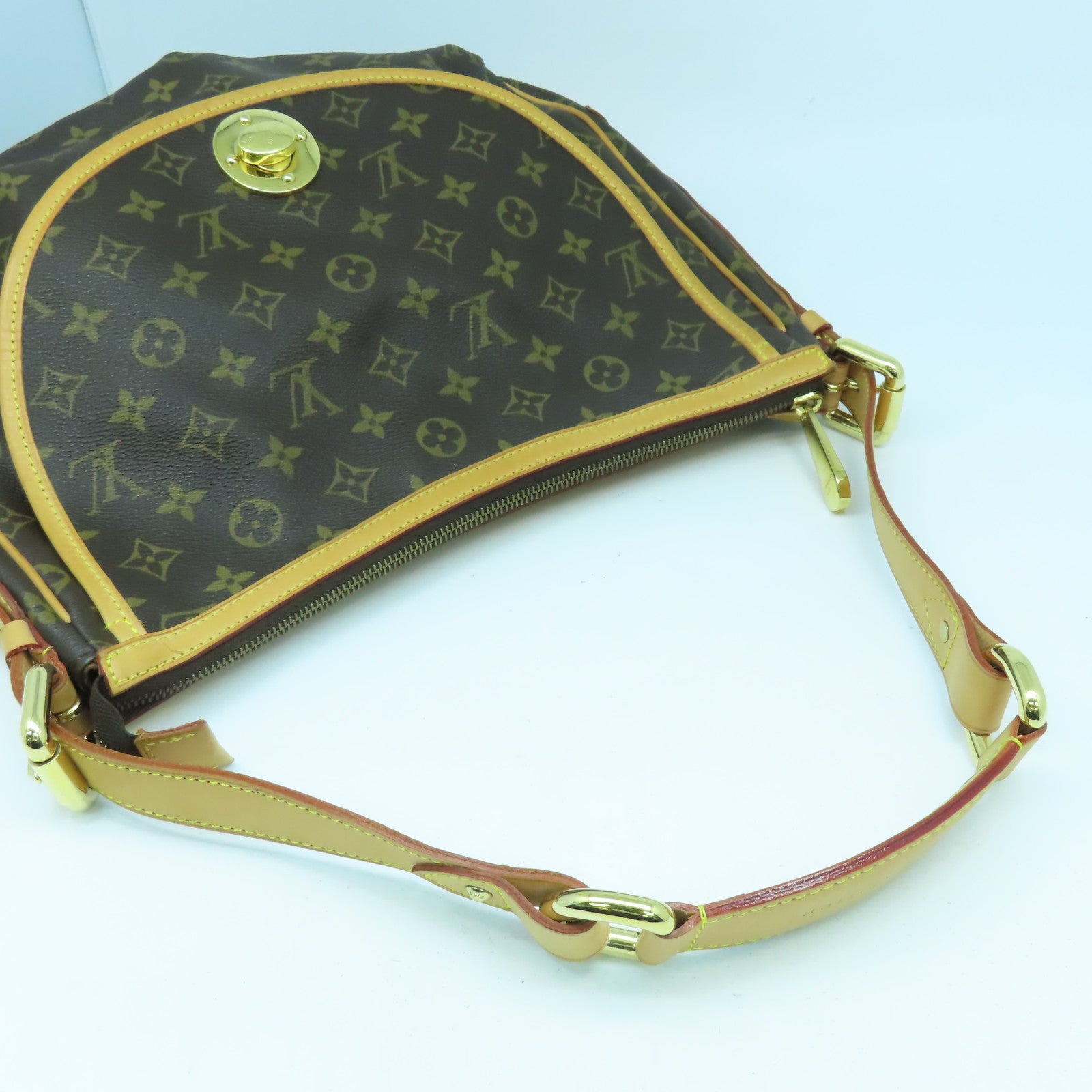 LOUIS VUITTON Monogram Tulum GM金扣肩背袋啡色