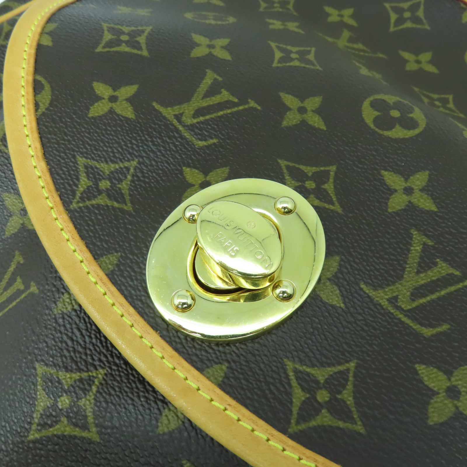 LOUIS VUITTON Monogram Tulum GM金扣肩背袋啡色