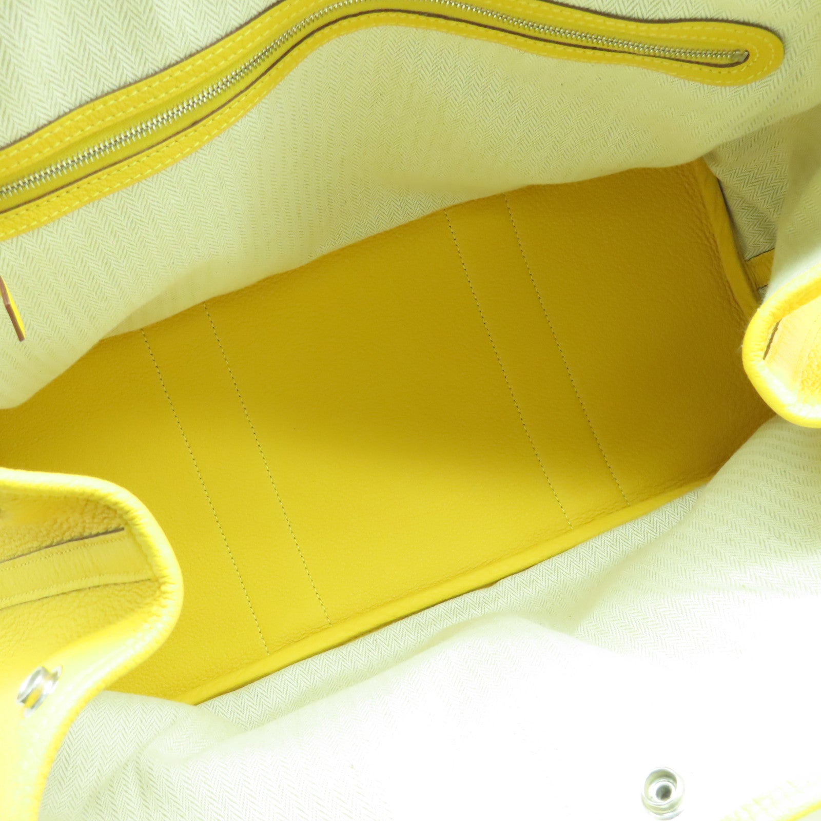 HERMES Negonda Leather Garden Party PM Silver Buckle Handle Bag Sun Yellow