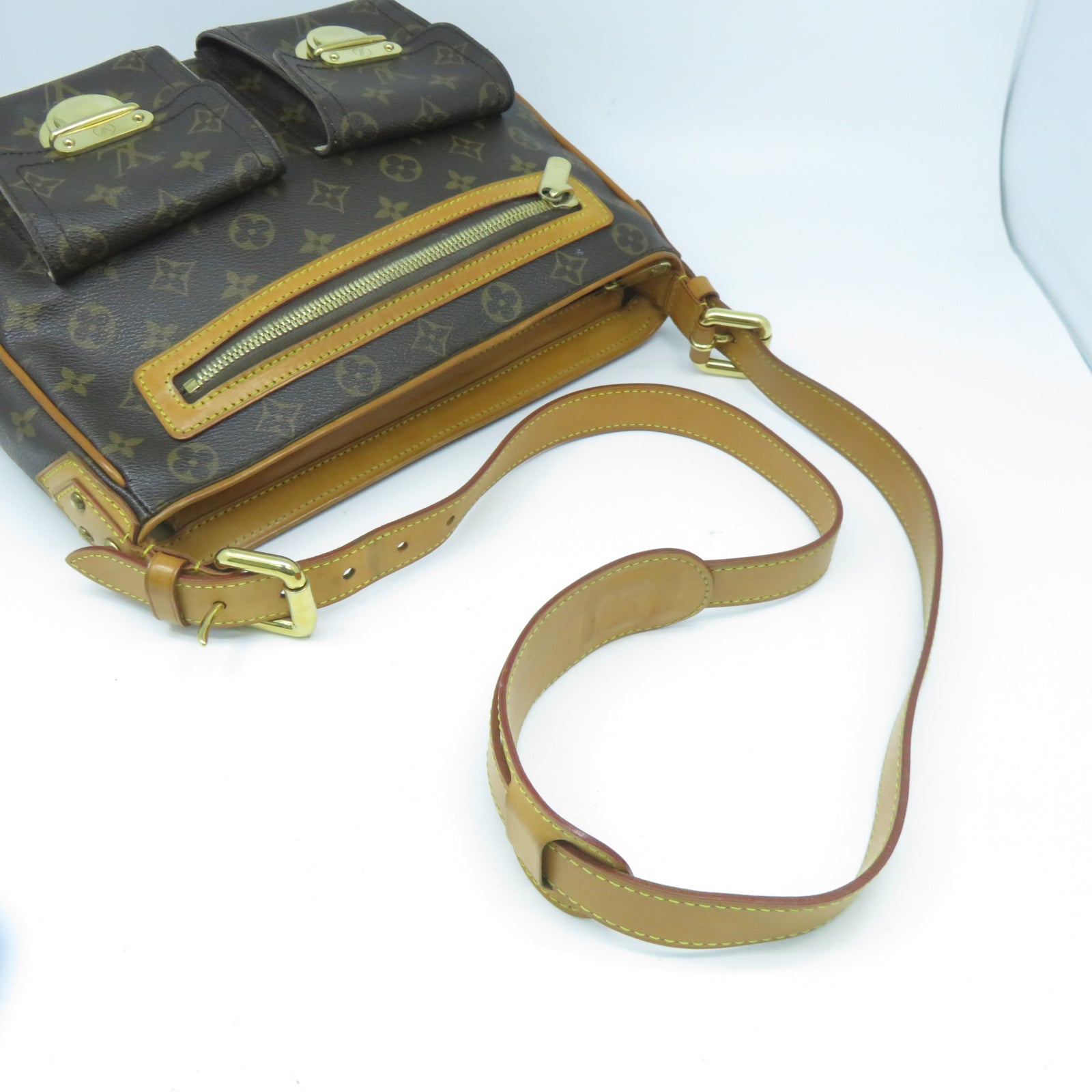 LOUIS VUITTON Monogram Hudson GM金扣肩背袋啡色