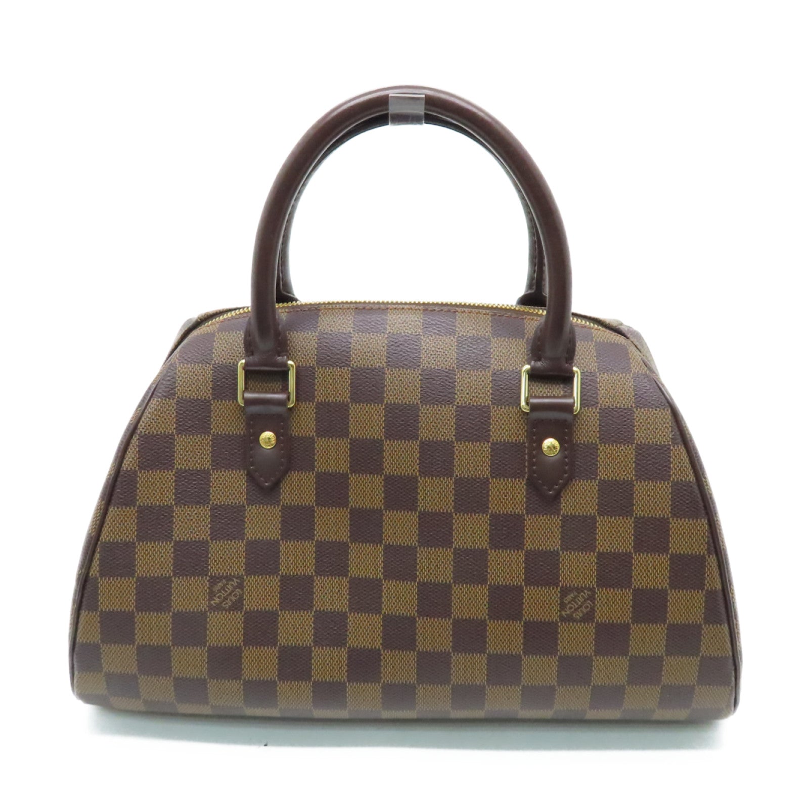 LOUIS VUITTON Damier Alma gold buckle handle bag brown