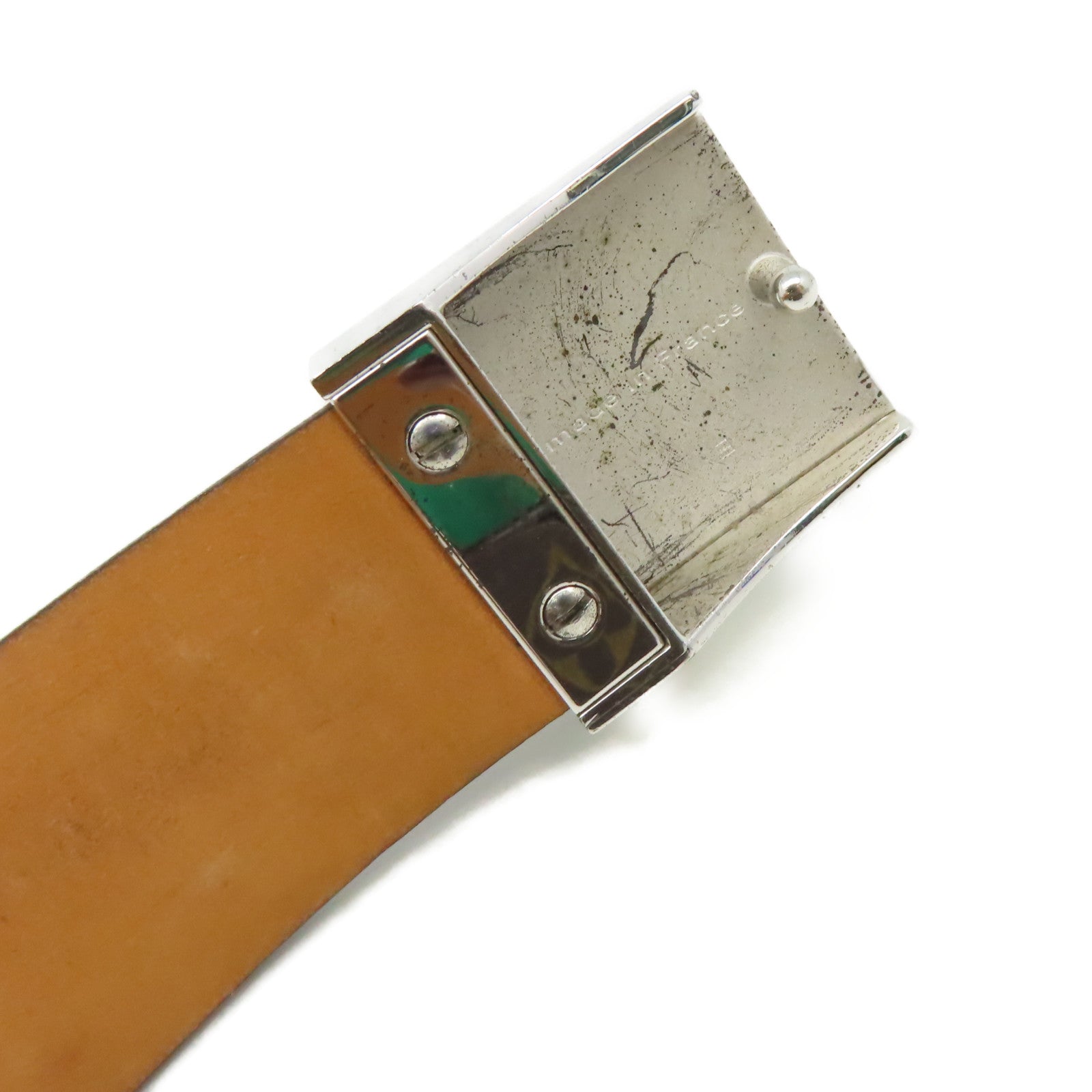 LOUIS VUITTON Monogram Belt銀扣皮帶啡色