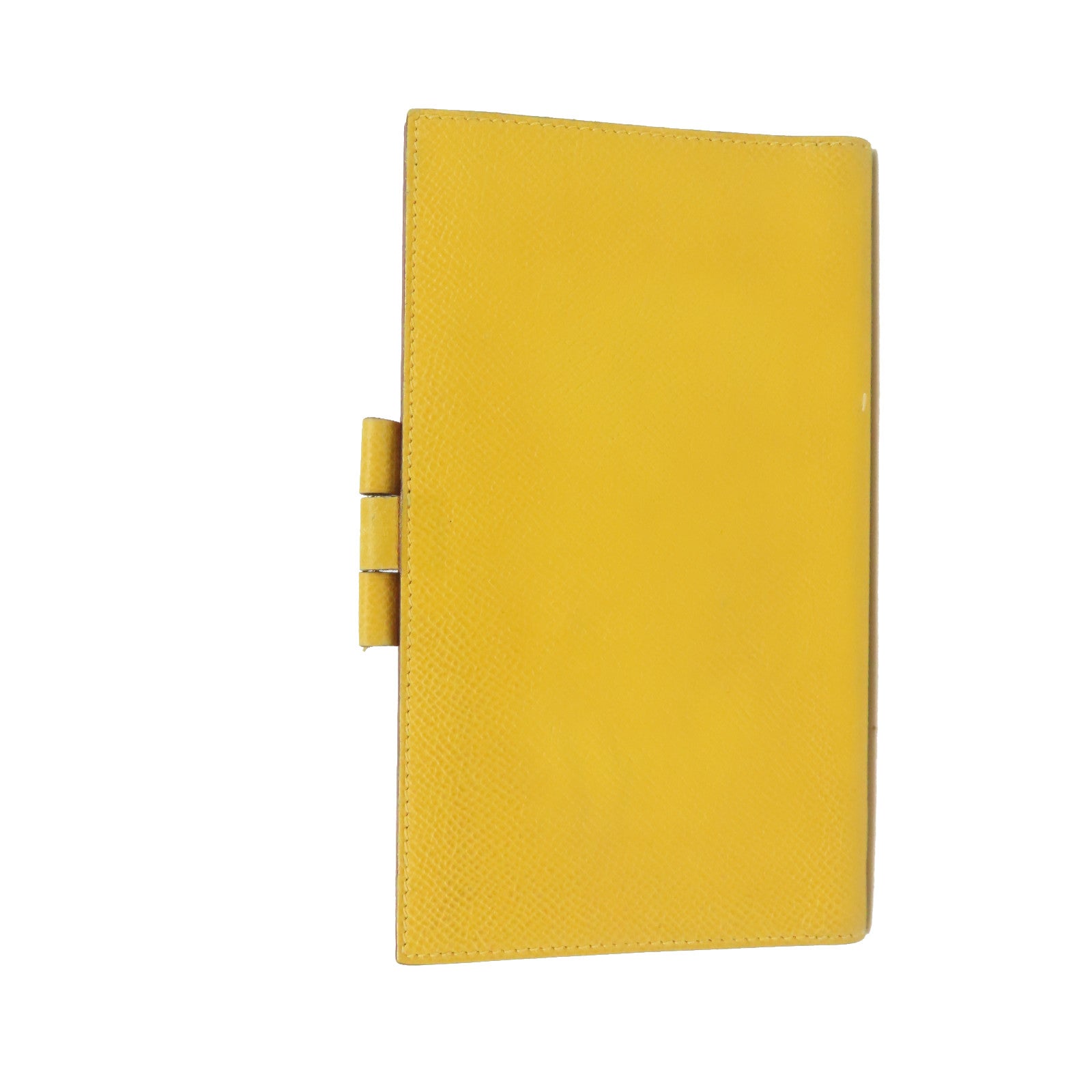 HERMES Epsom Leather Passport Case Silver Buckle Passport Holder Yellow