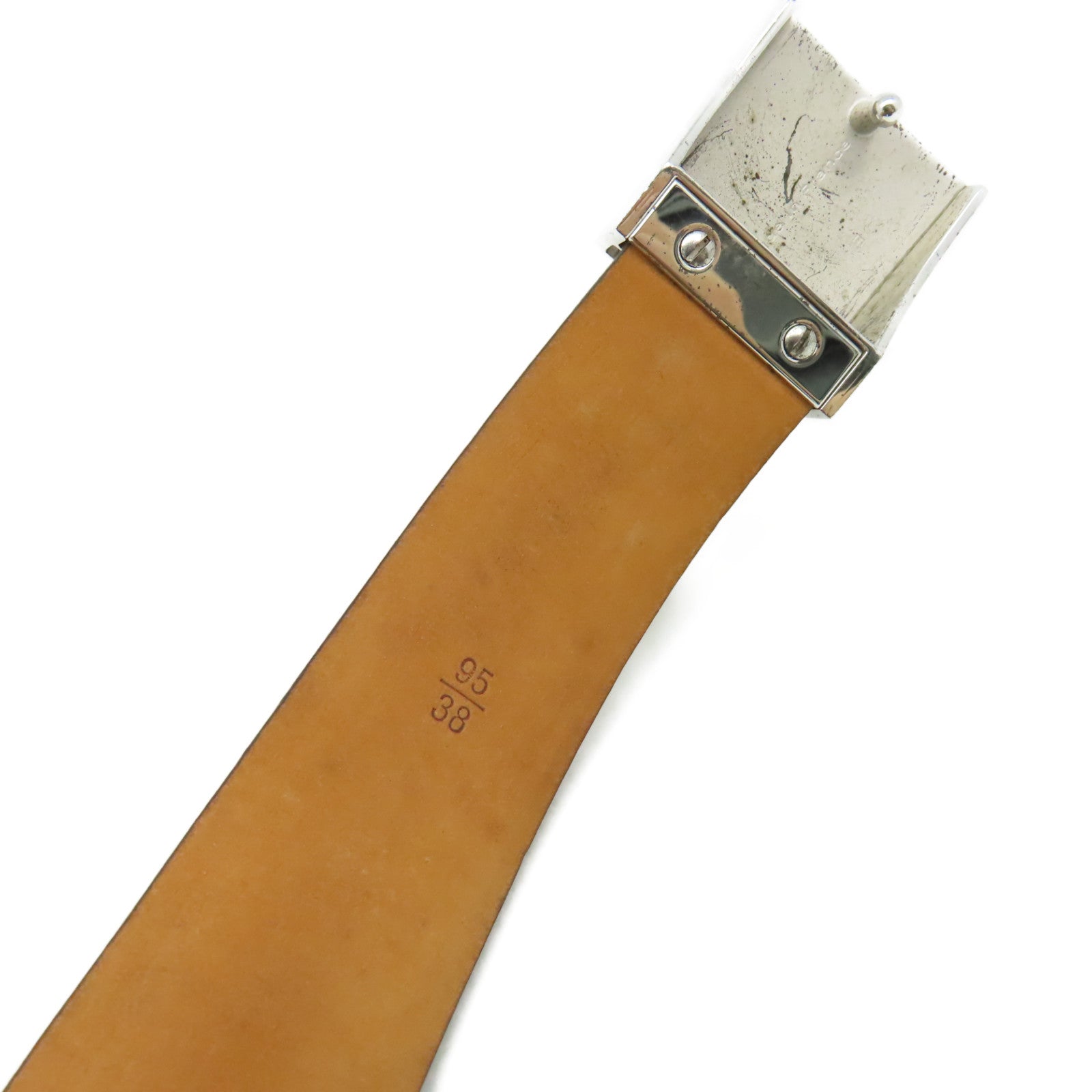 LOUIS VUITTON Monogram Belt銀扣皮帶啡色