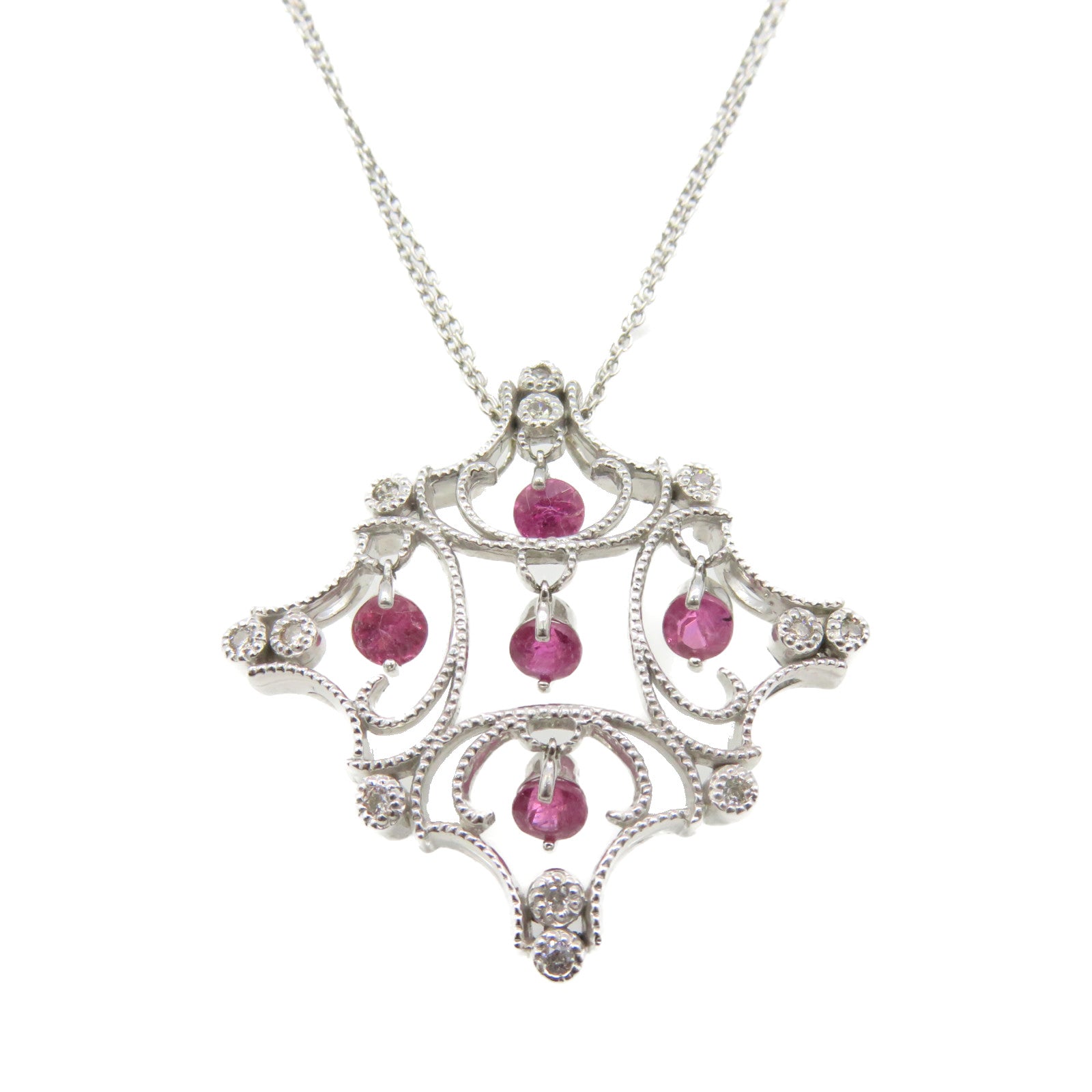 JEWELRY 【激減優惠】18K白金/1.48ct粉紅色藍寶石/0.22ct鑽石Pink Sapphire Necklace項鏈