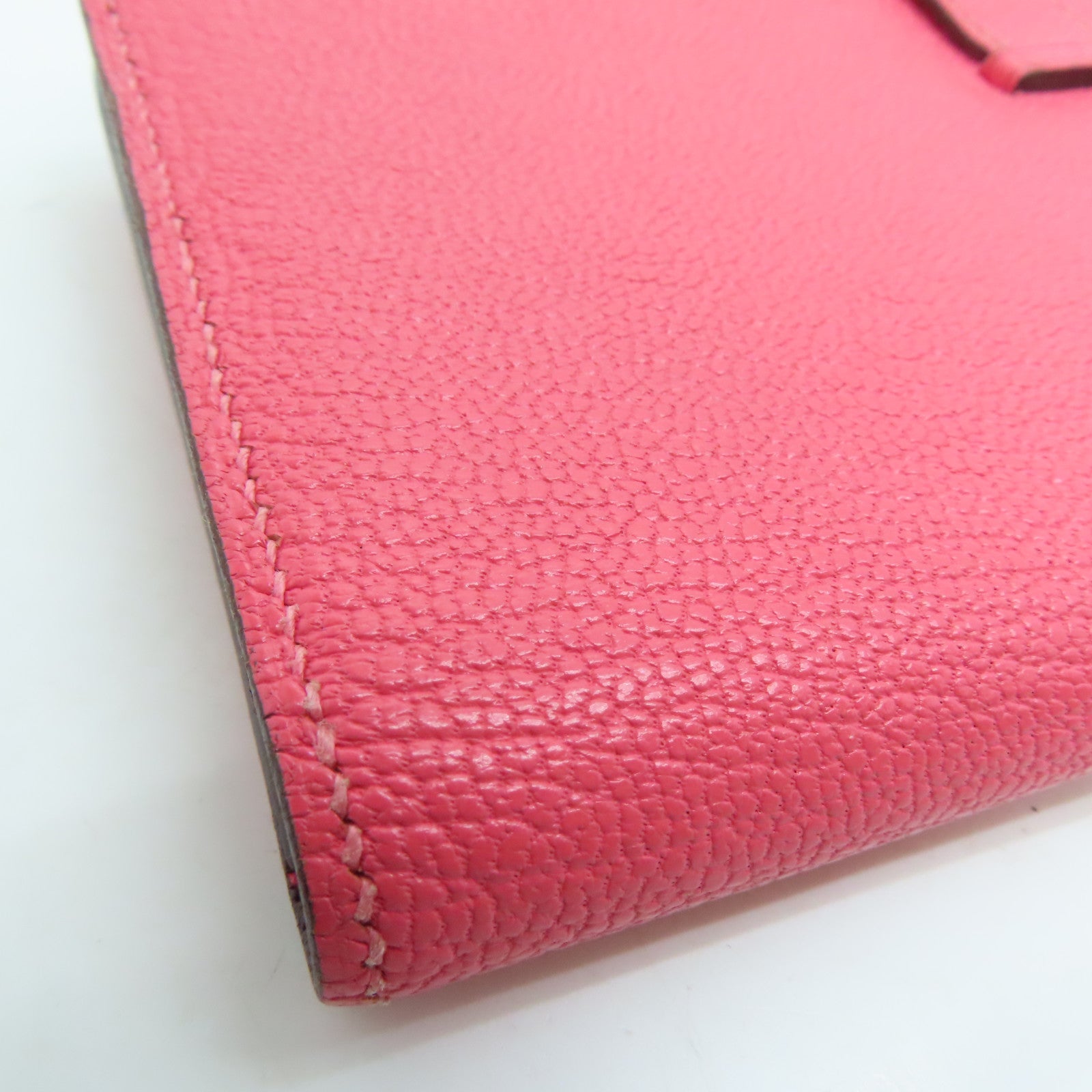 HERMES 【激減優惠】Chevre皮革Long Wallet金扣長錢包Rose Dragee/粉紅色