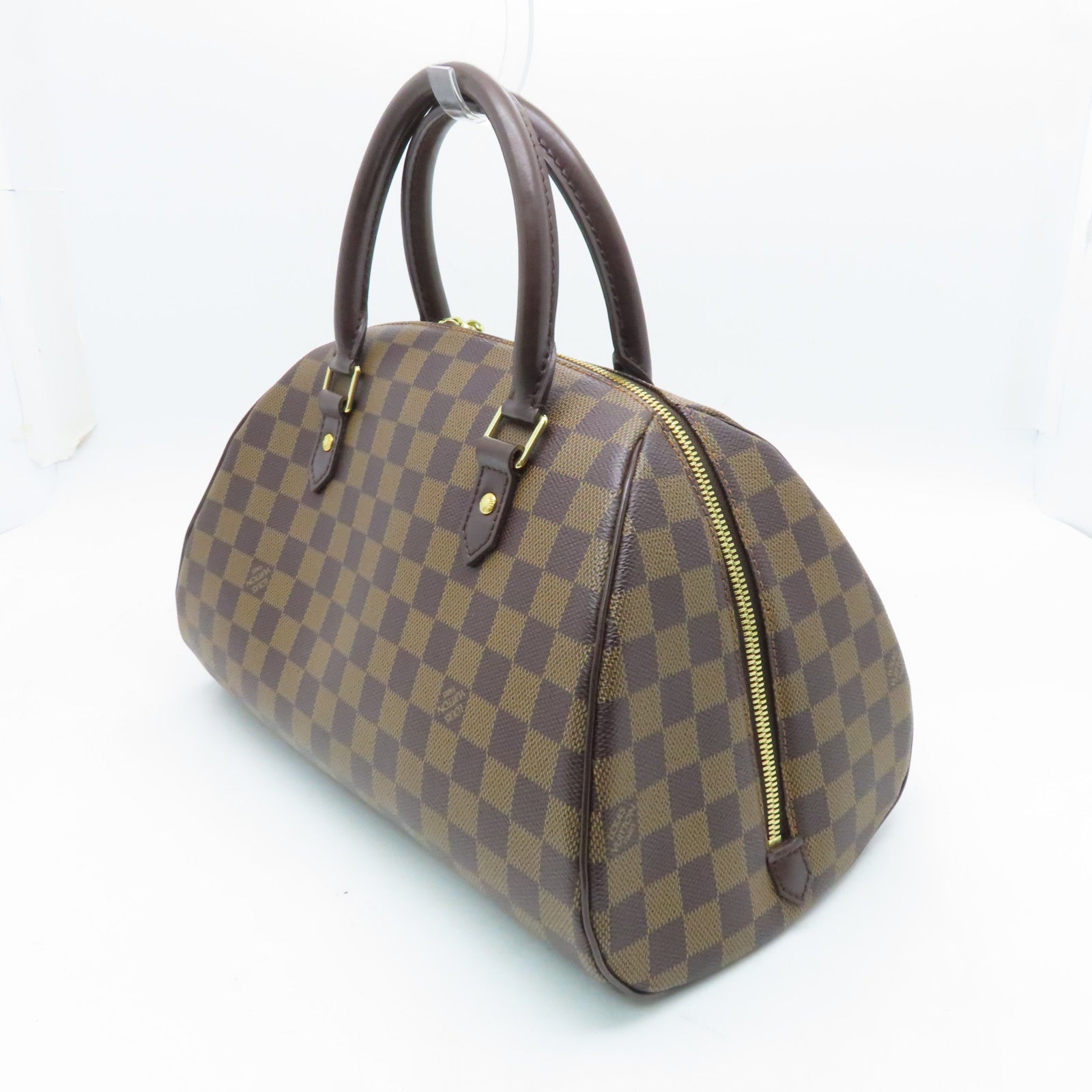 LOUIS VUITTON Damier Alma gold buckle handle bag brown