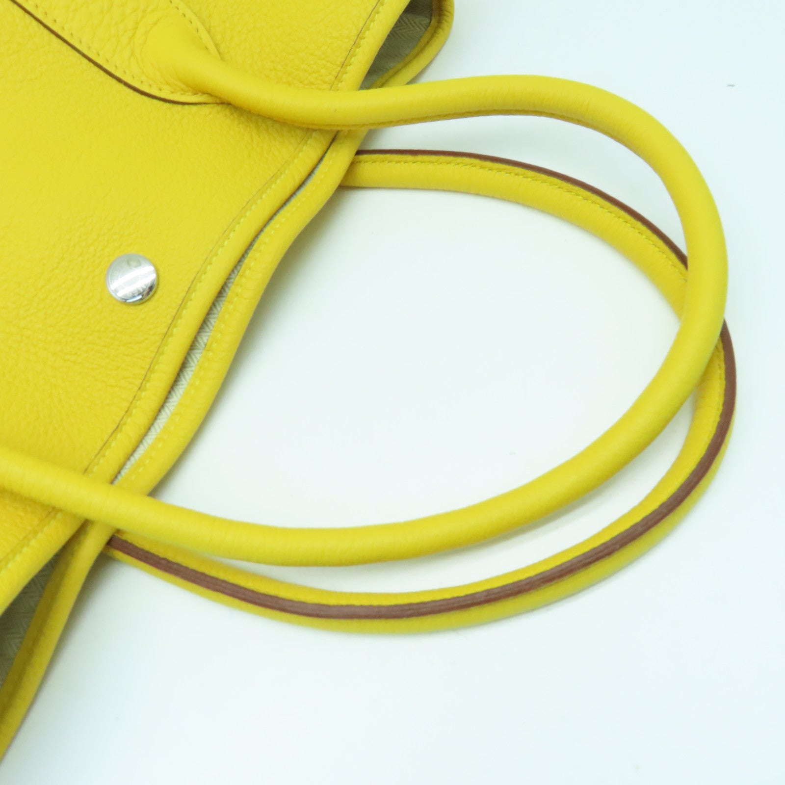 HERMES Negonda Leather Garden Party PM Silver Buckle Handle Bag Sun Yellow