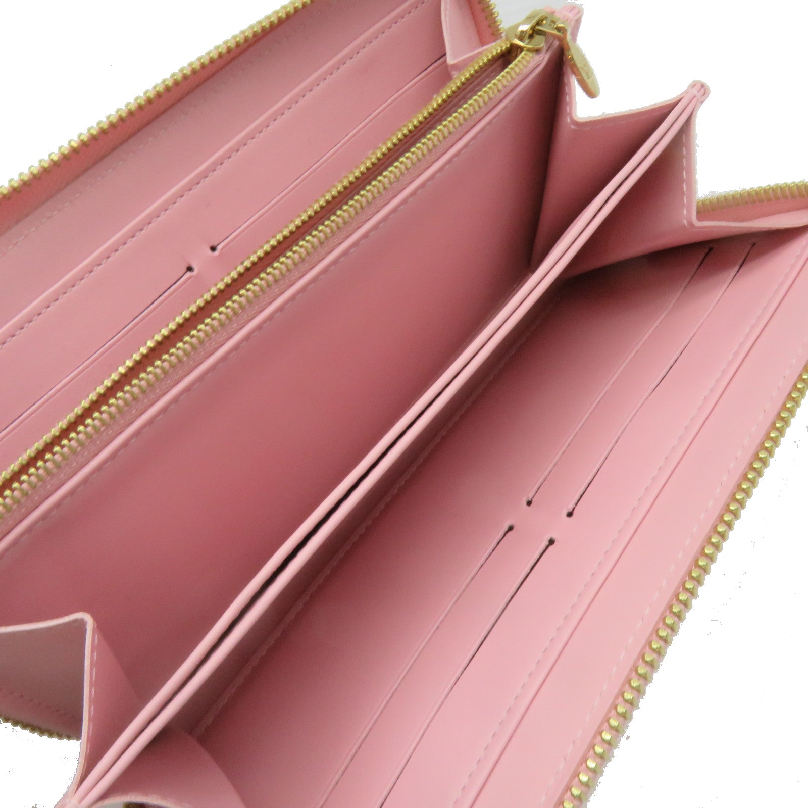 LOUIS VUITTON Mono-Vernis Zipper Long Wallet金扣拉链长钱包粉红色